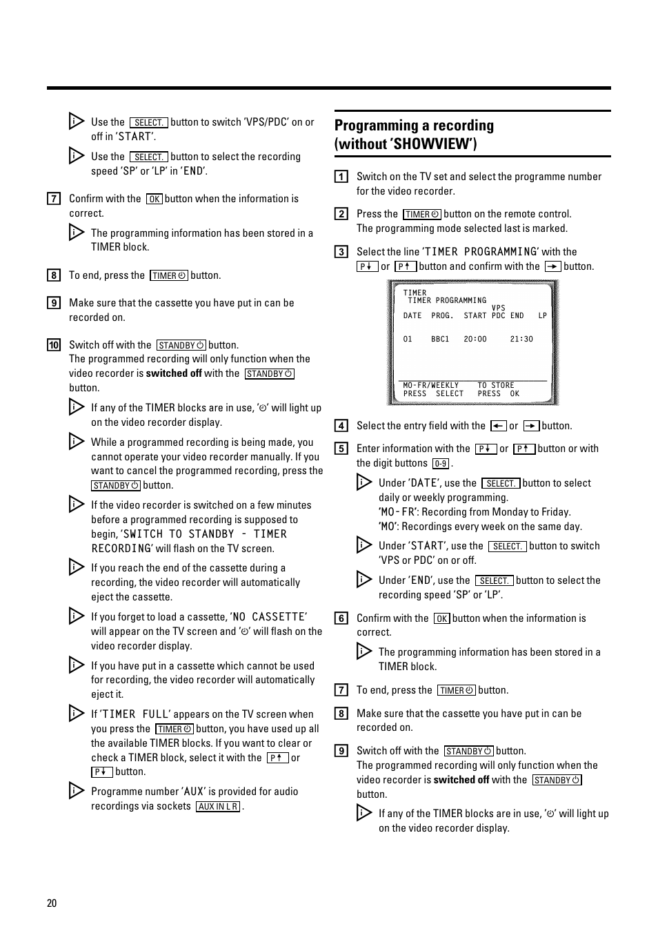 Programming a recording (without ’showview’) | Philips VR700/58 User Manual | Page 22 / 32