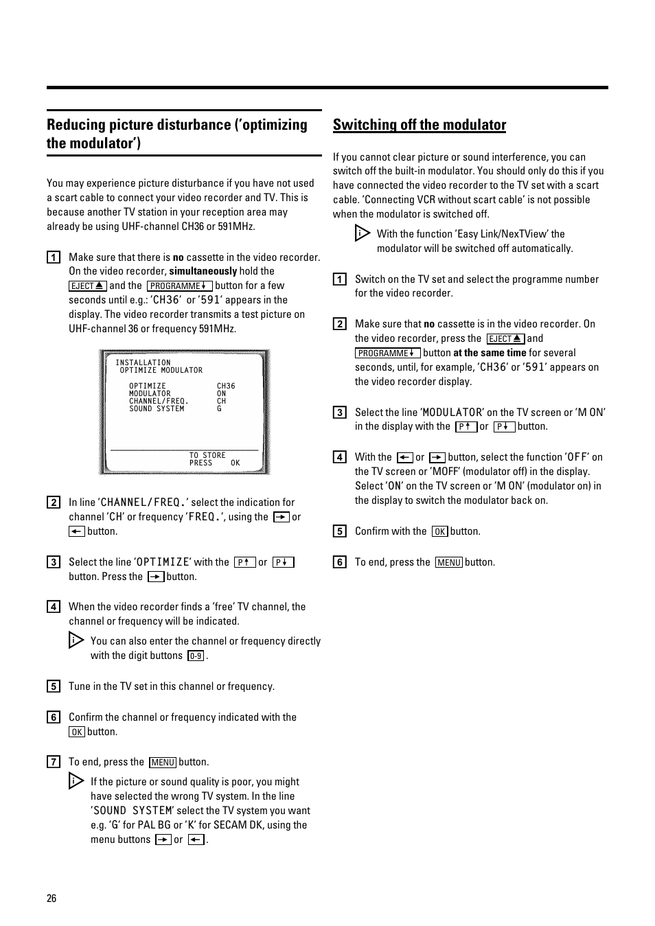 Switching off the modulator | Philips VR700/58 User Manual | Page 28 / 32