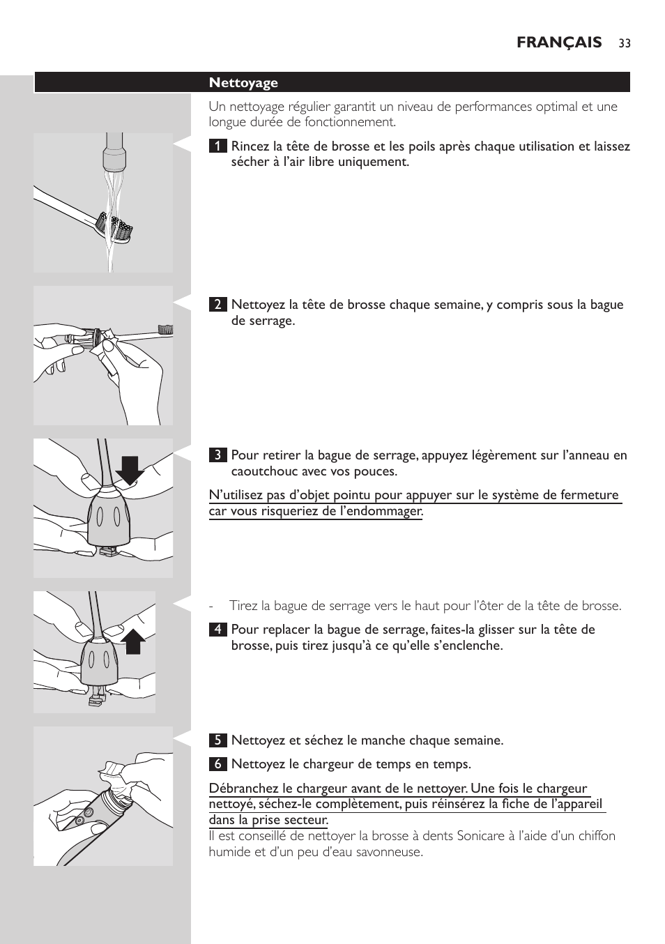 Rangement | Philips ellite e9000 User Manual | Page 33 / 60