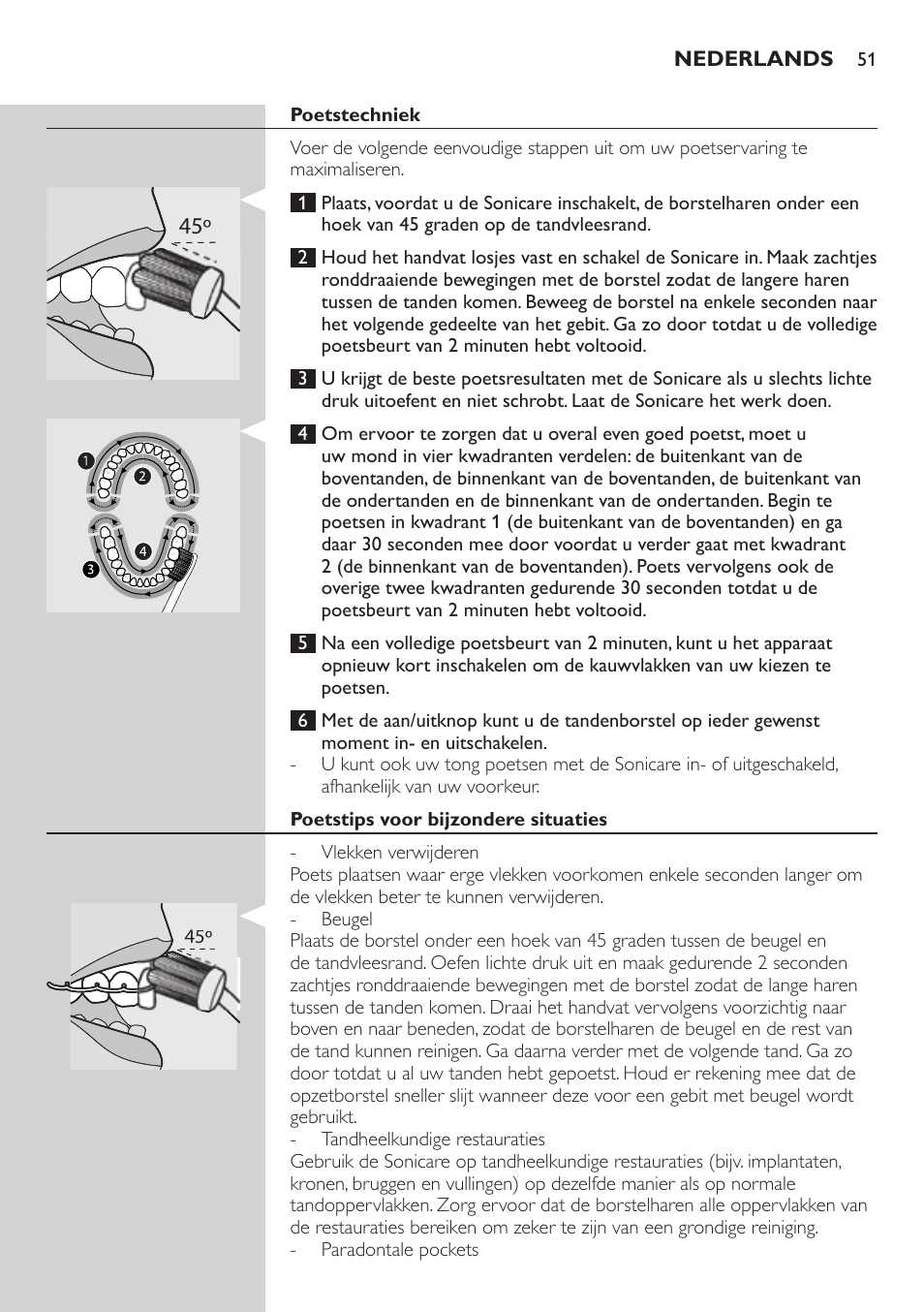 Poetstechniek, Poetstips voor bijzondere situaties | Philips ellite e9000 User Manual | Page 51 / 60