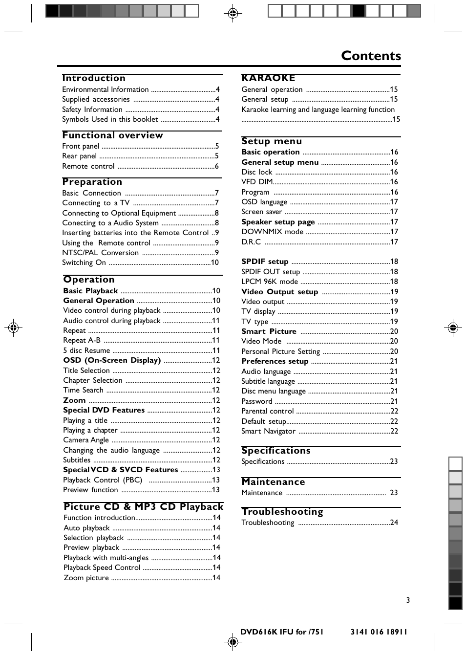 Philips DVD616K User Manual | Page 3 / 26
