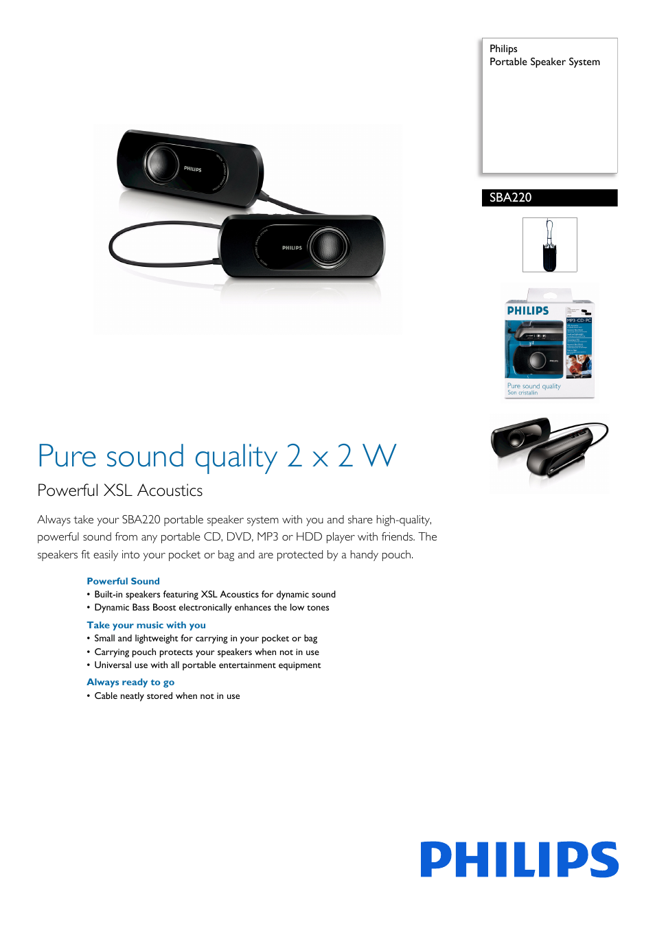 Philips SBA220/00 User Manual | 2 pages