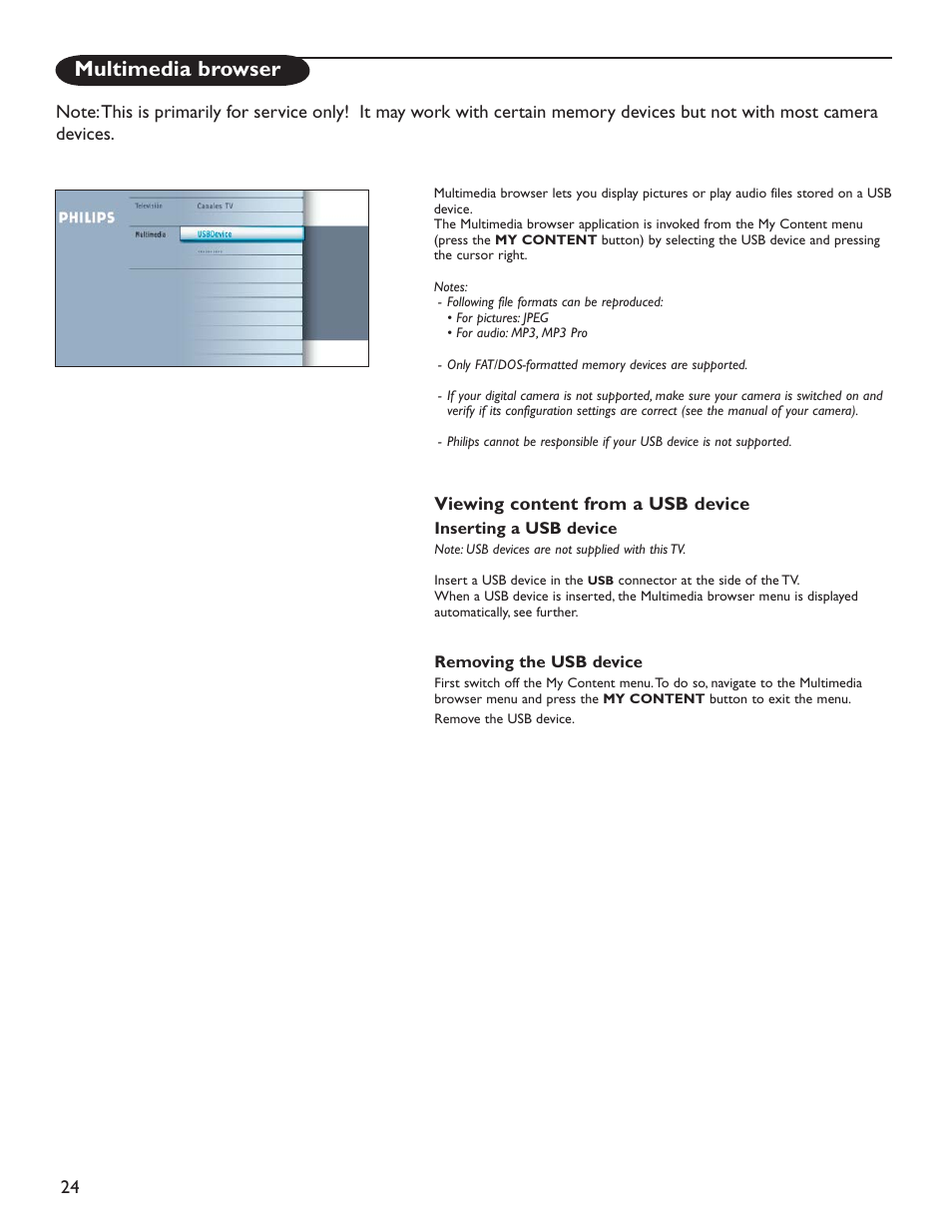 Multimedia browser | Philips 50PL9126D User Manual | Page 32 / 42