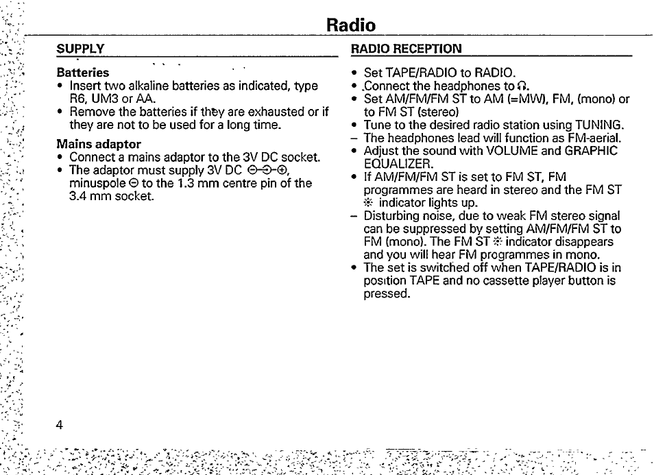 Radio reception, Radio | Philips AQ6546 User Manual | Page 6 / 13