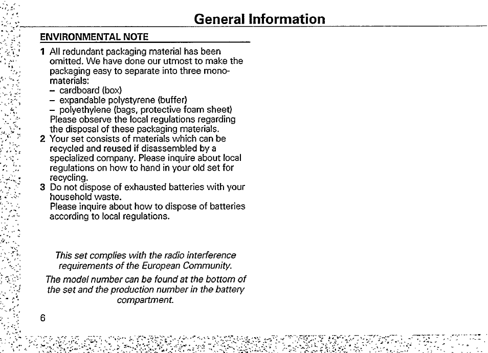 Environmental note, General information | Philips AQ6546 User Manual | Page 8 / 13
