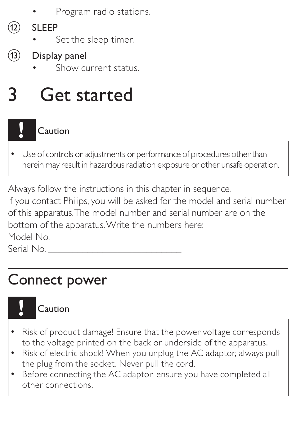 3 get started, Connect power | Philips DC315/37 User Manual | Page 11 / 24