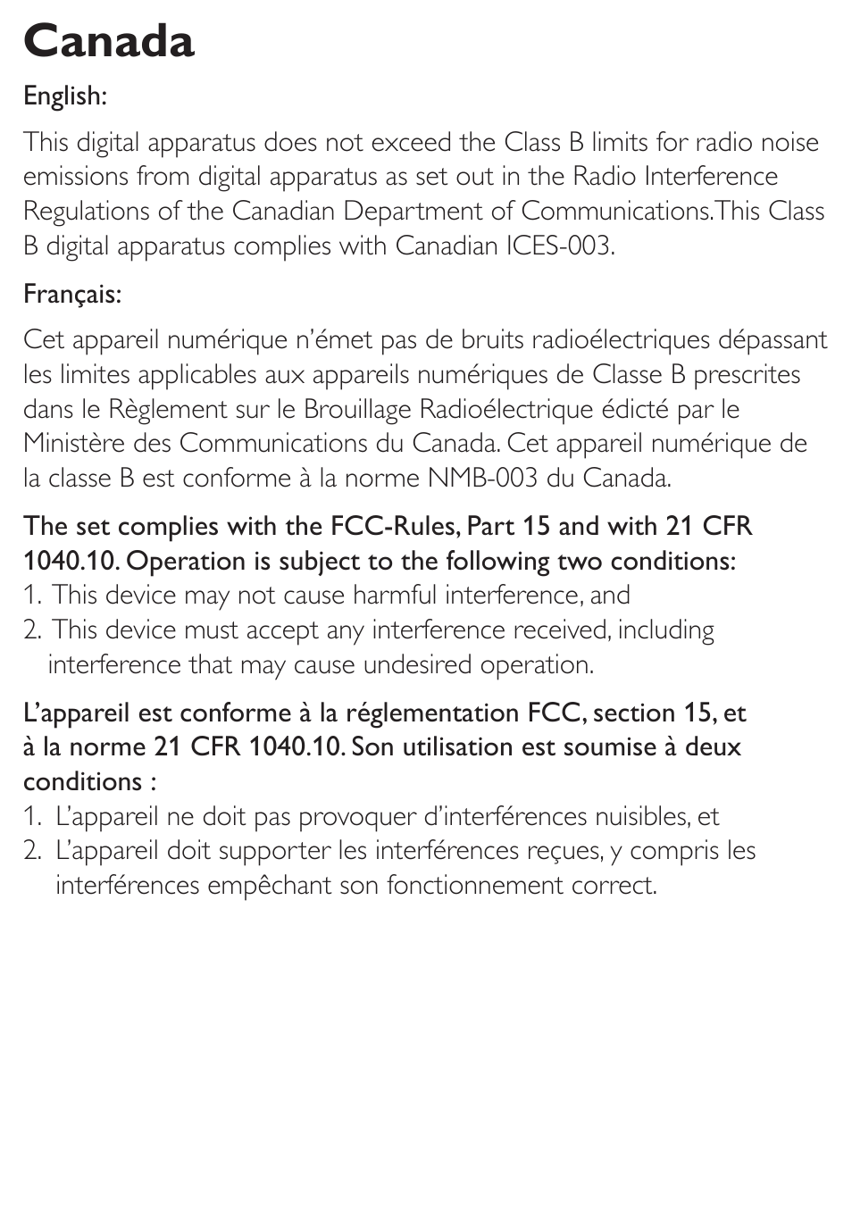 Canada | Philips DC315/37 User Manual | Page 3 / 24