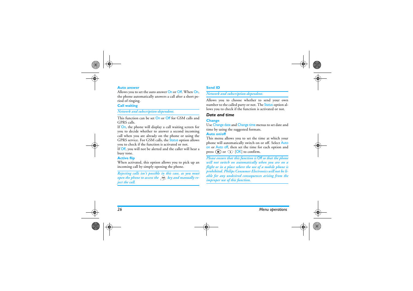 Date and time | Philips 630 User Manual | Page 27 / 45