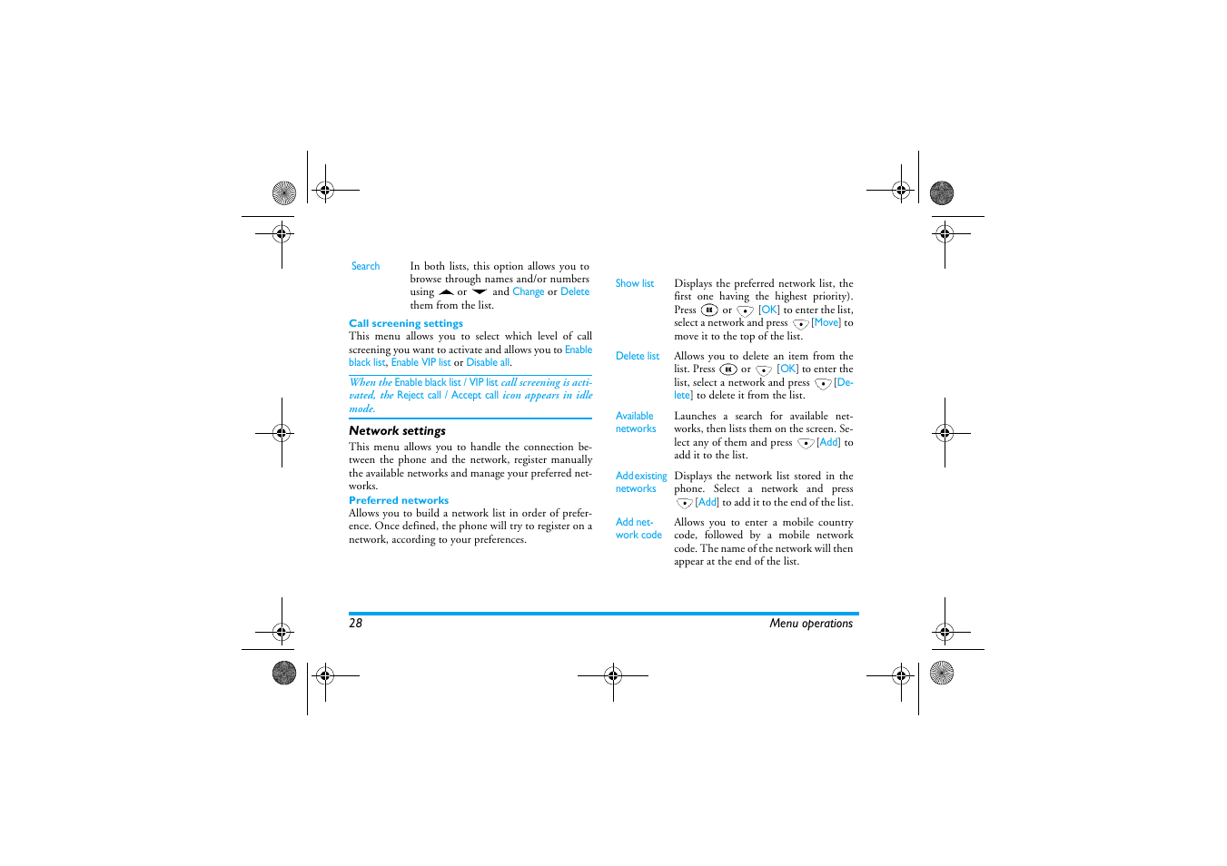 Network settings | Philips 630 User Manual | Page 29 / 45