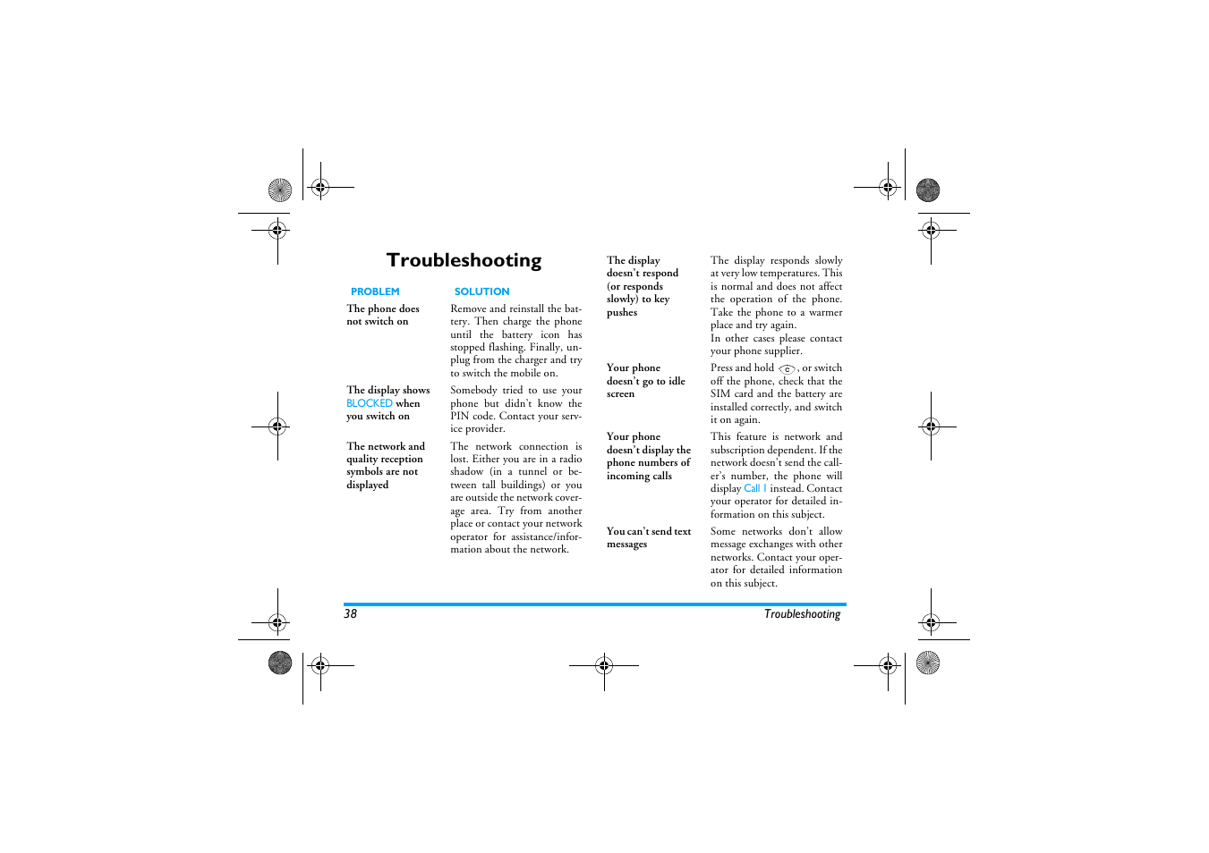 Troubleshooting | Philips 630 User Manual | Page 39 / 45