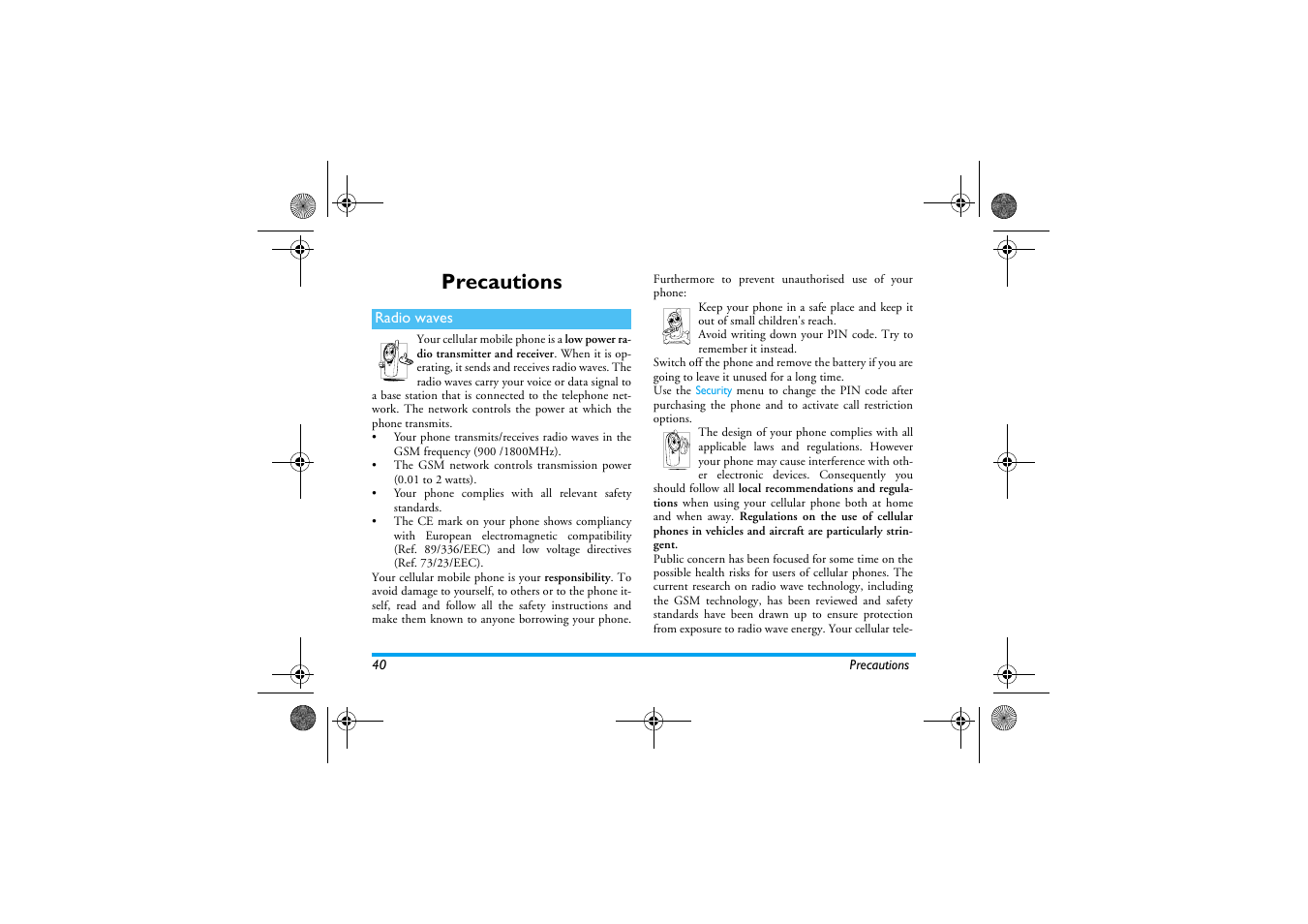 Precautions | Philips 630 User Manual | Page 41 / 45