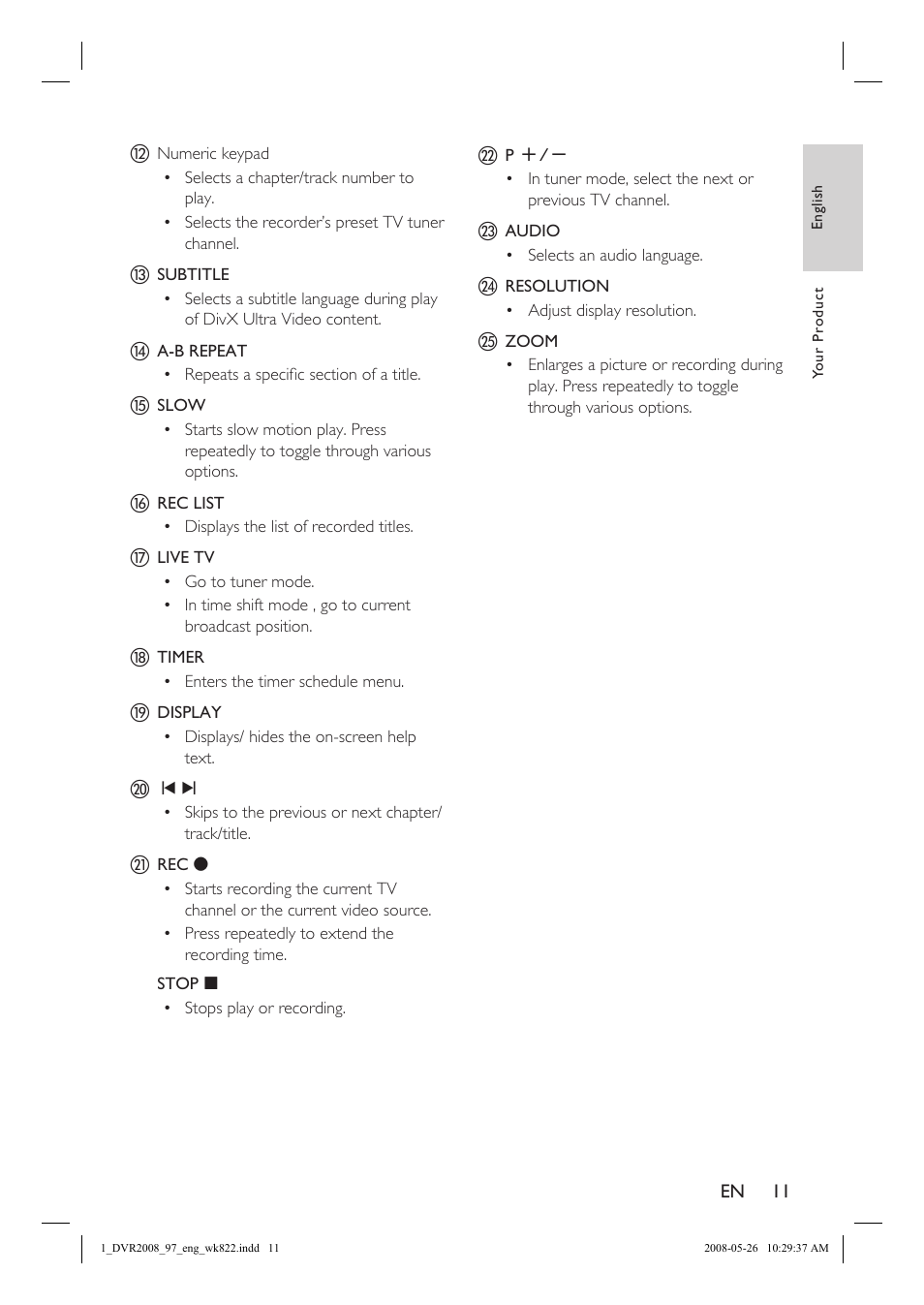 Philips DVR2008 User Manual | Page 11 / 58