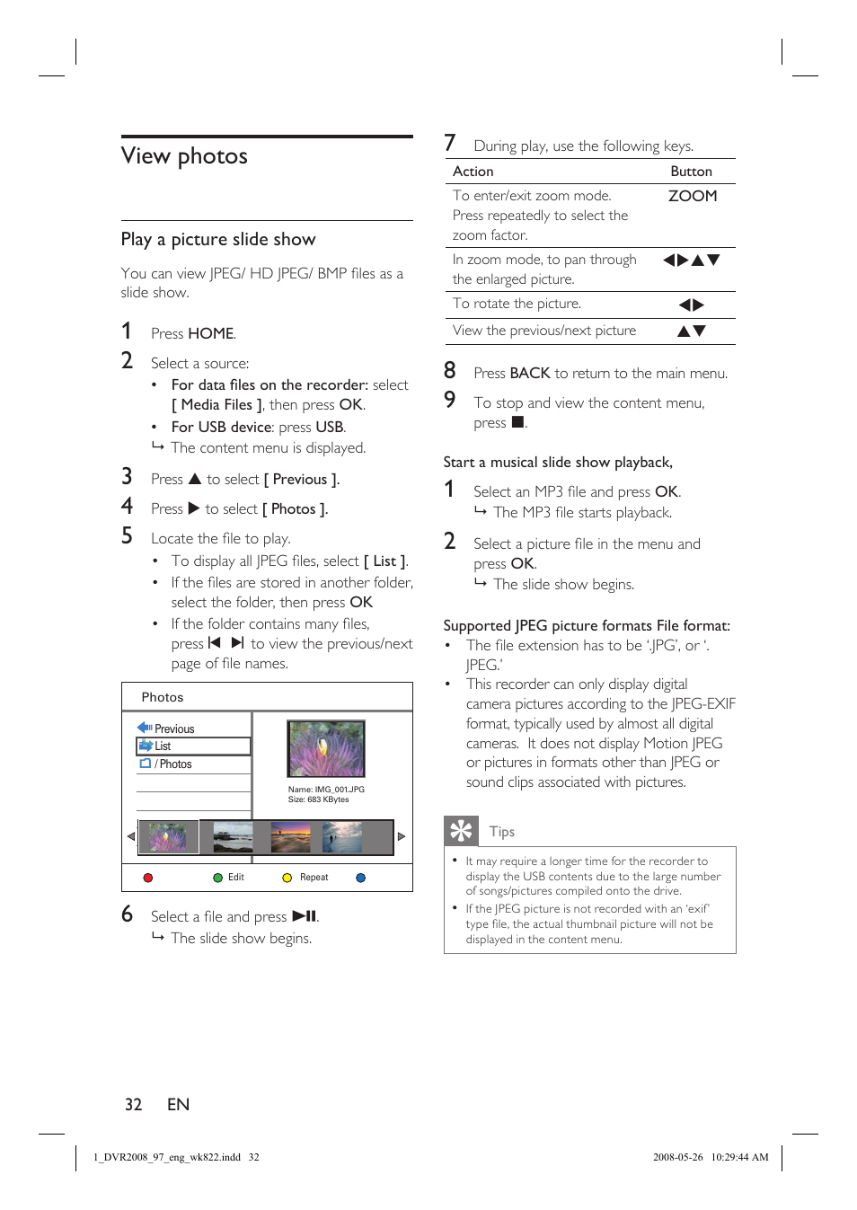 View photos | Philips DVR2008 User Manual | Page 32 / 58