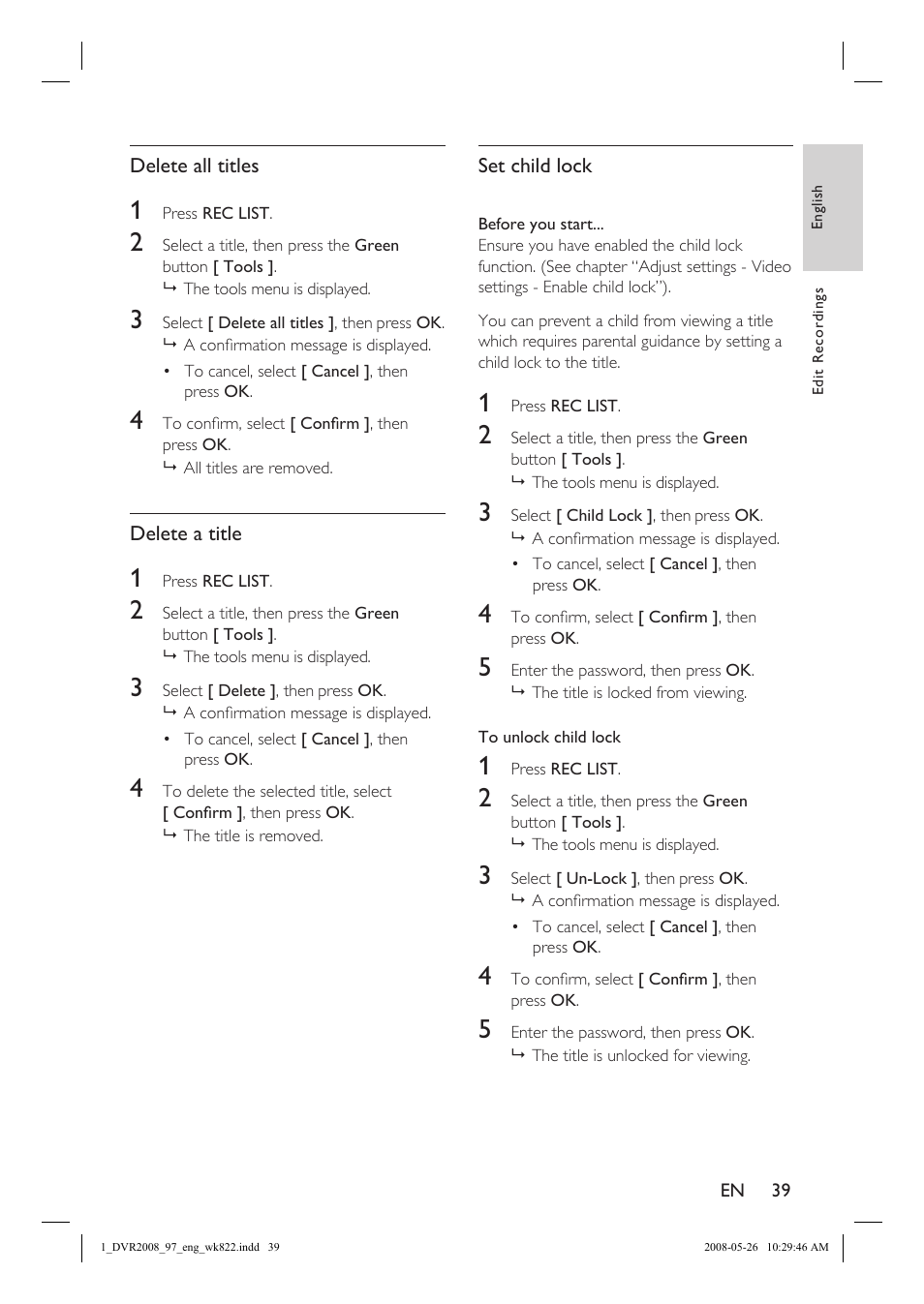 Philips DVR2008 User Manual | Page 39 / 58