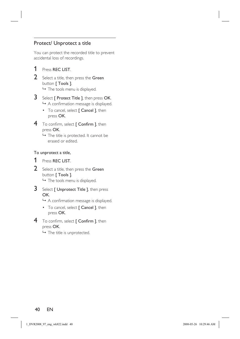 Philips DVR2008 User Manual | Page 40 / 58