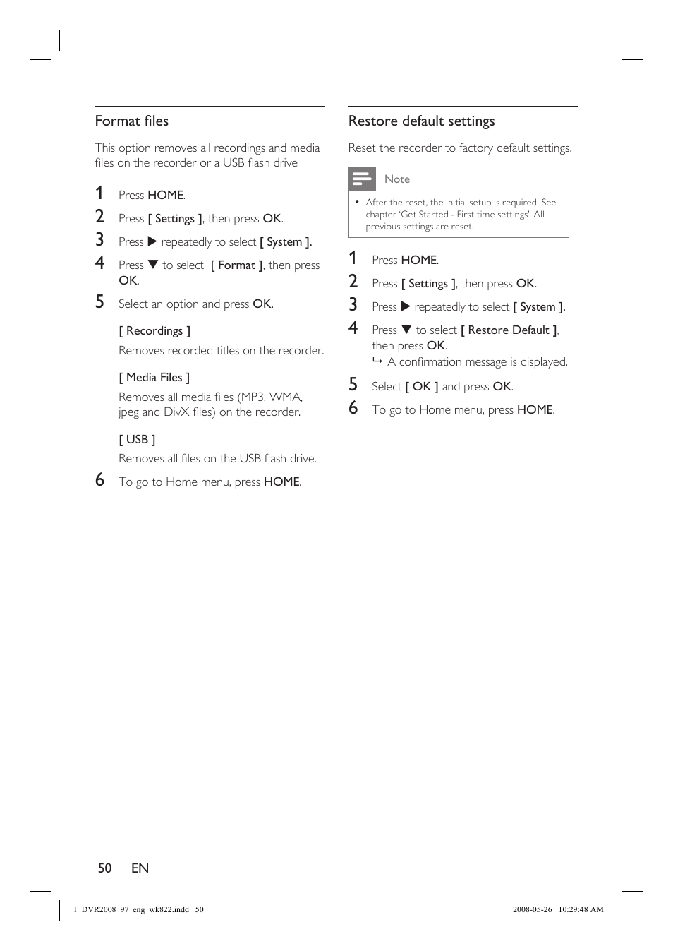 Philips DVR2008 User Manual | Page 50 / 58