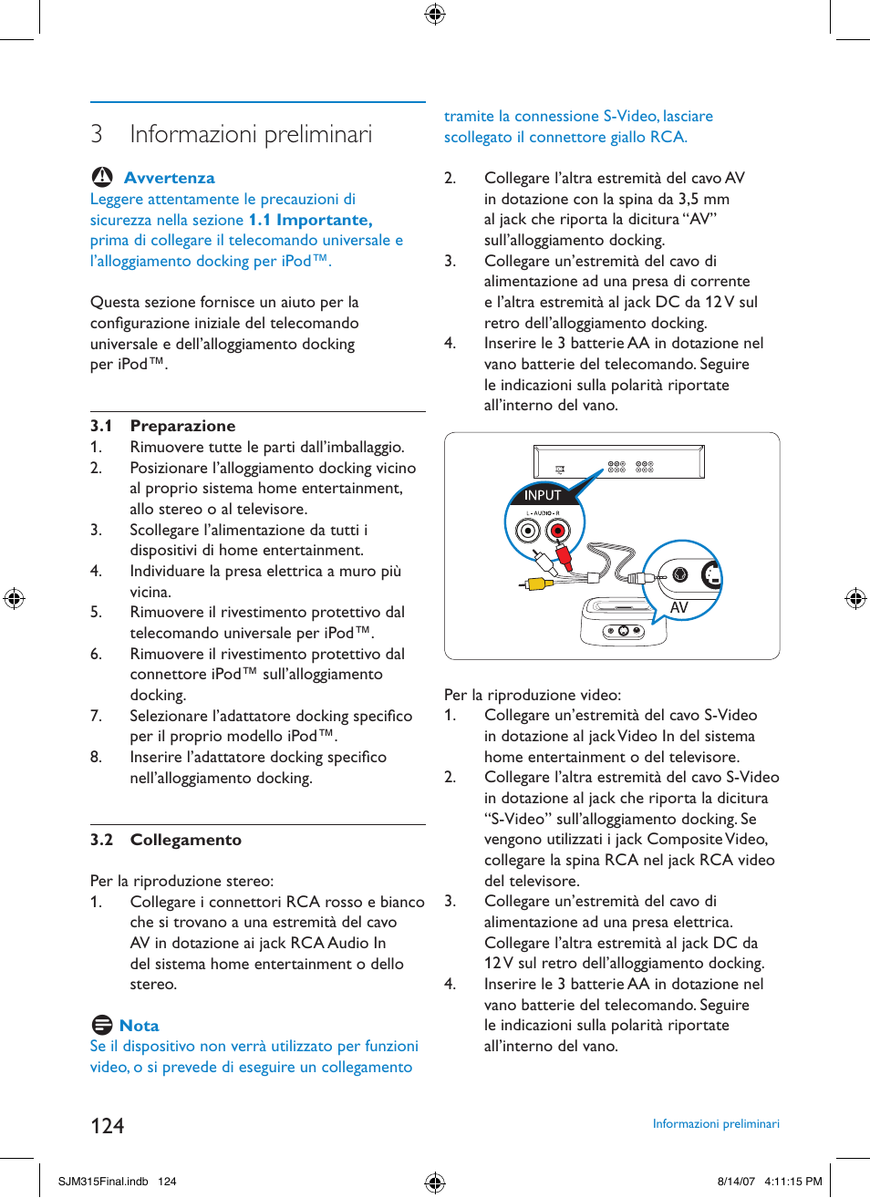 3 informazioni preliminari | Philips SJM3151 User Manual | Page 124 / 325
