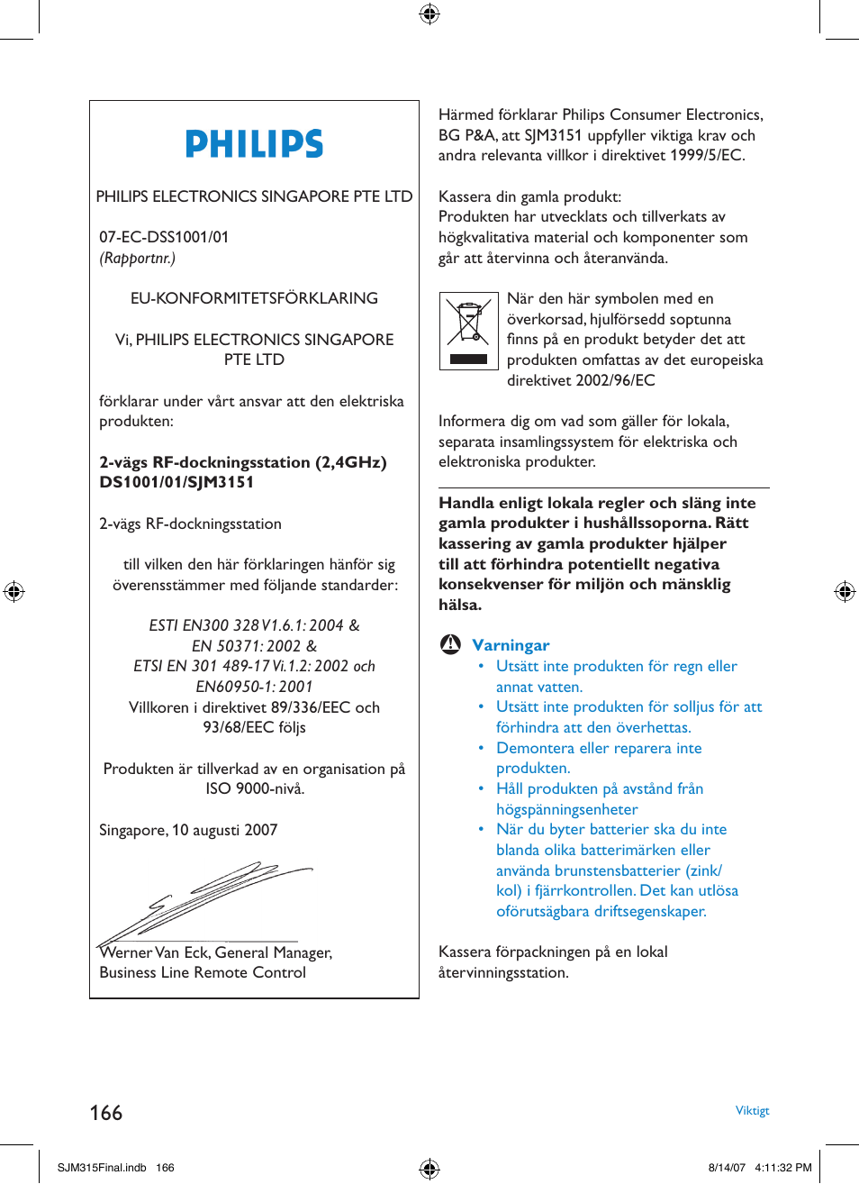 Philips SJM3151 User Manual | Page 166 / 325