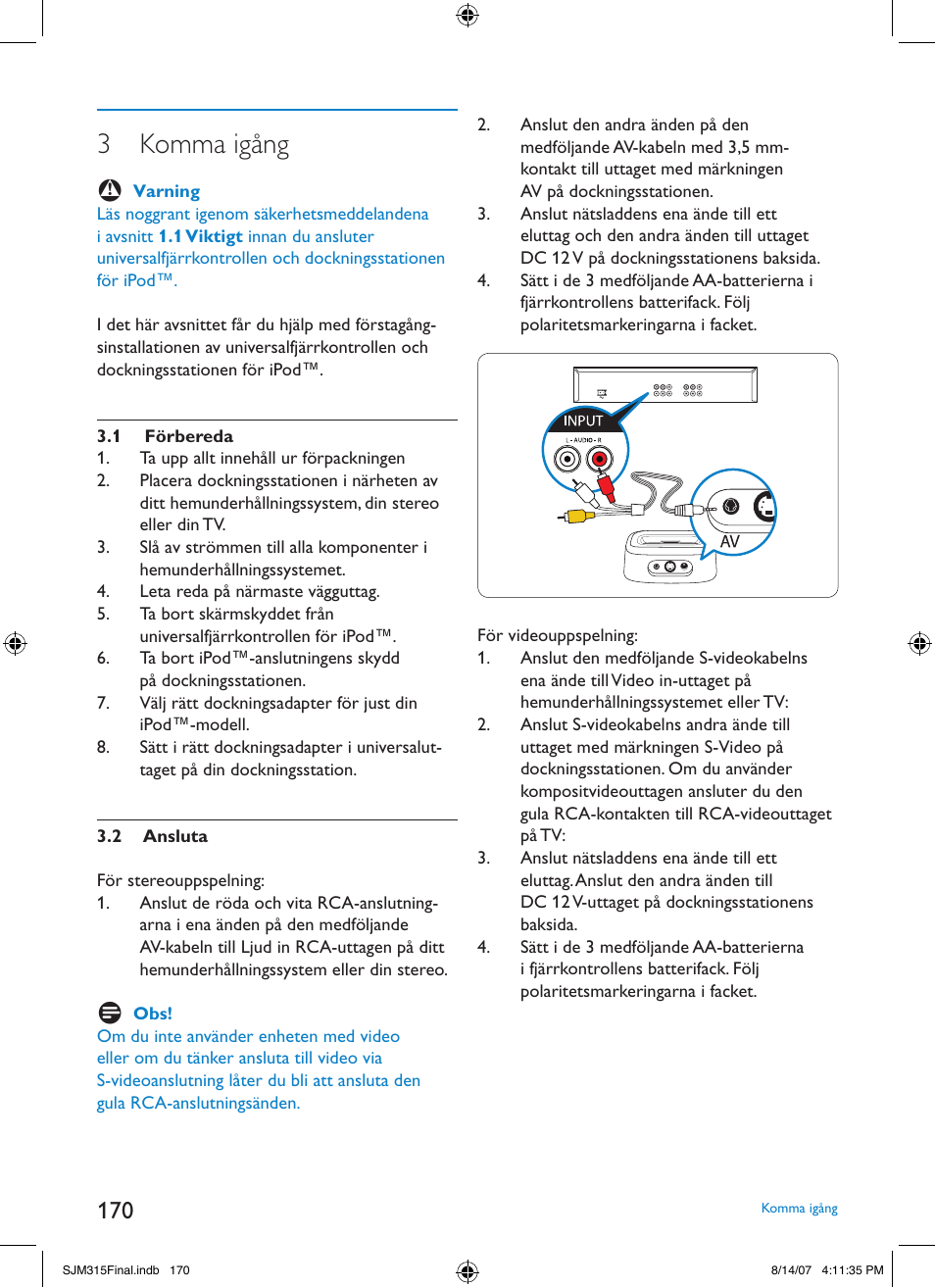 3 komma igång | Philips SJM3151 User Manual | Page 170 / 325