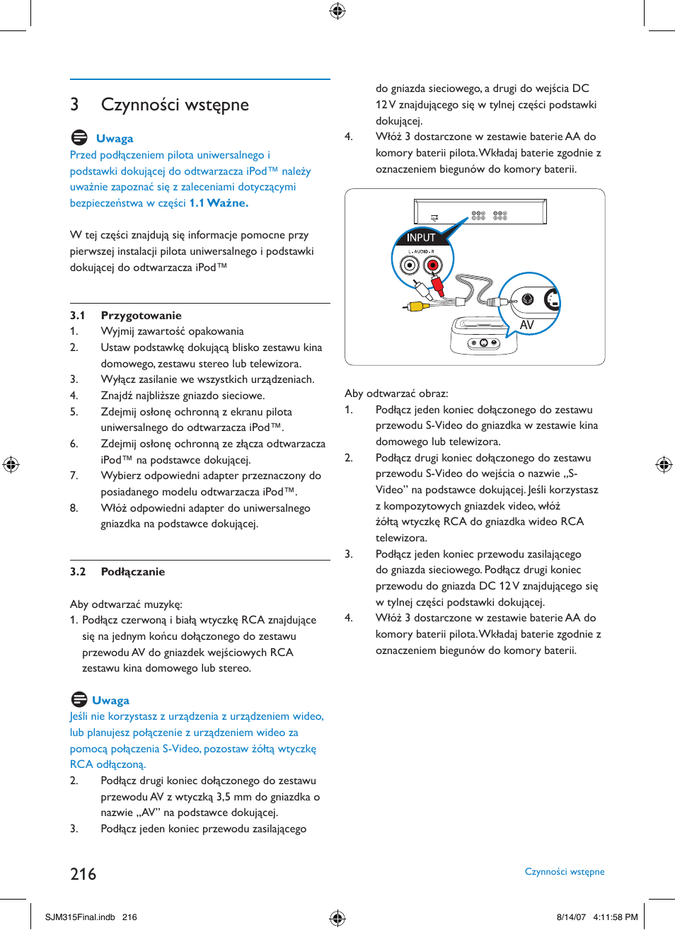 3 czynności wstępne | Philips SJM3151 User Manual | Page 216 / 325