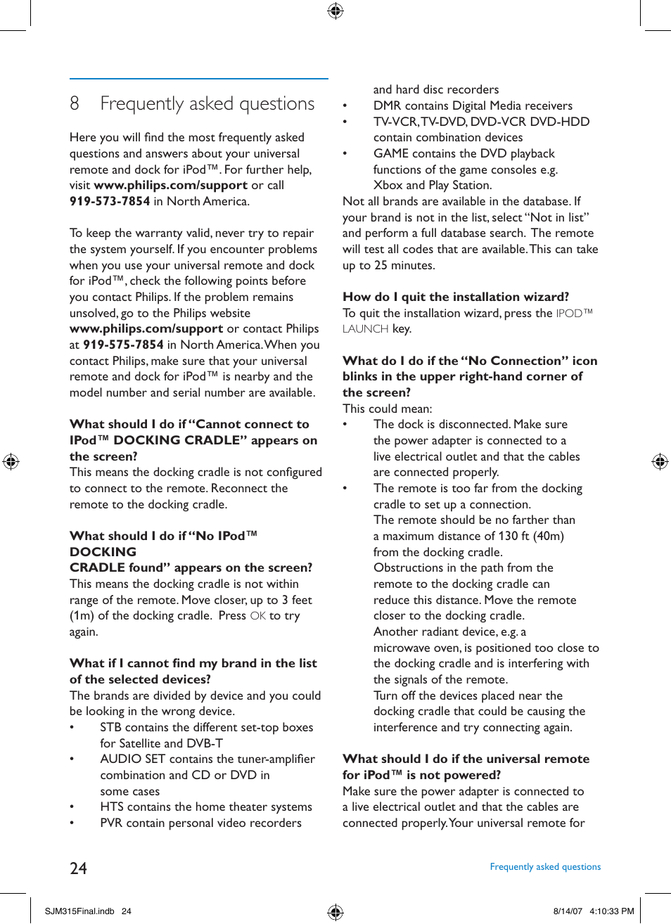 8 frequently asked questions | Philips SJM3151 User Manual | Page 24 / 325