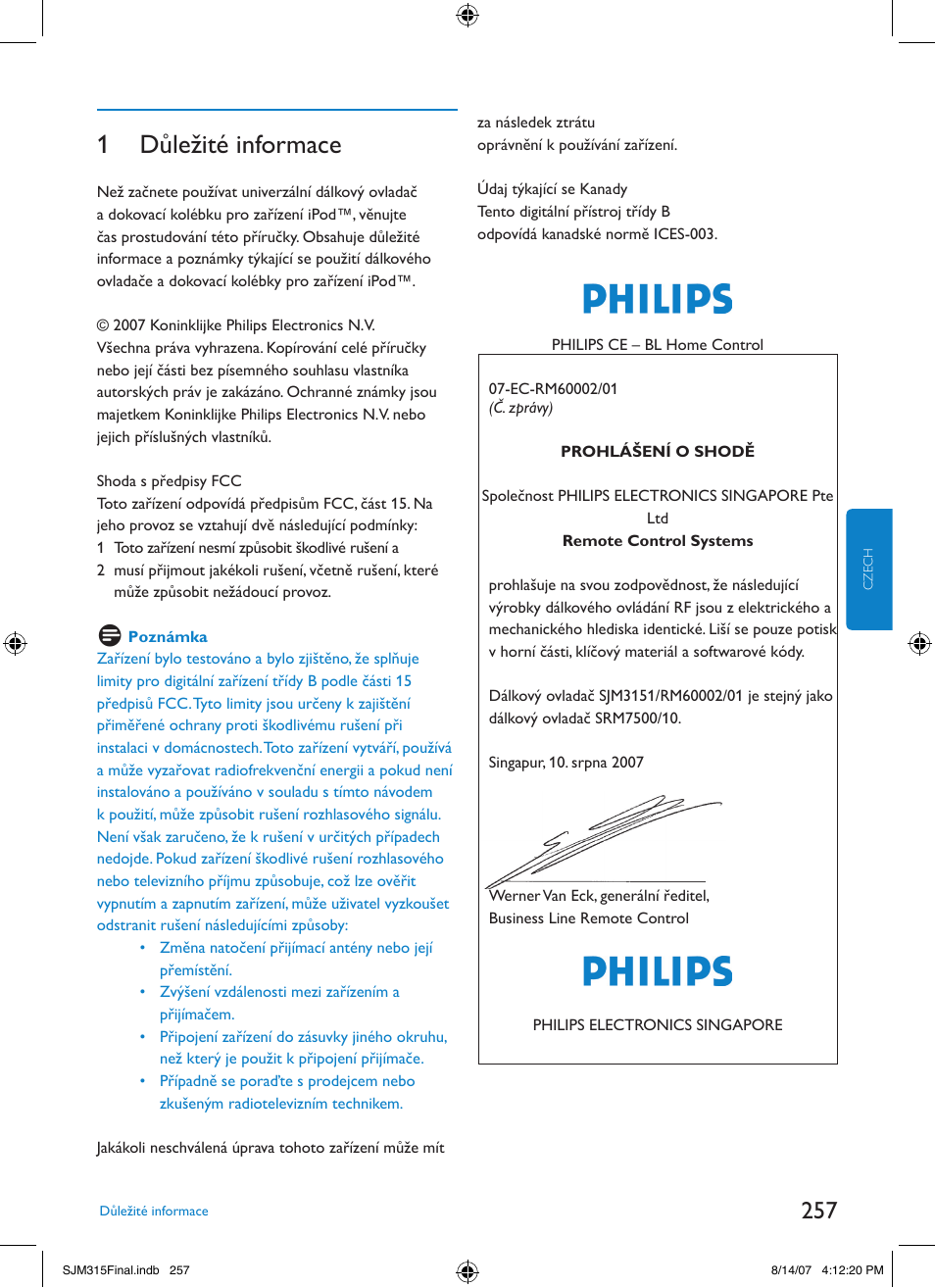 1 důležité informace | Philips SJM3151 User Manual | Page 257 / 325