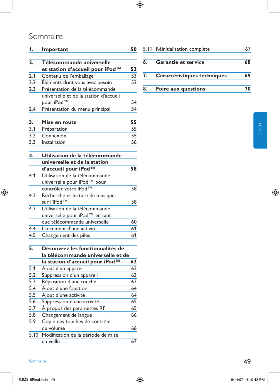 Sommaire | Philips SJM3151 User Manual | Page 49 / 325