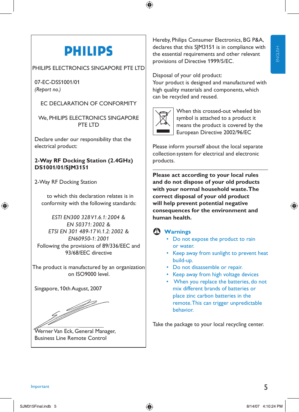 Philips SJM3151 User Manual | Page 5 / 325