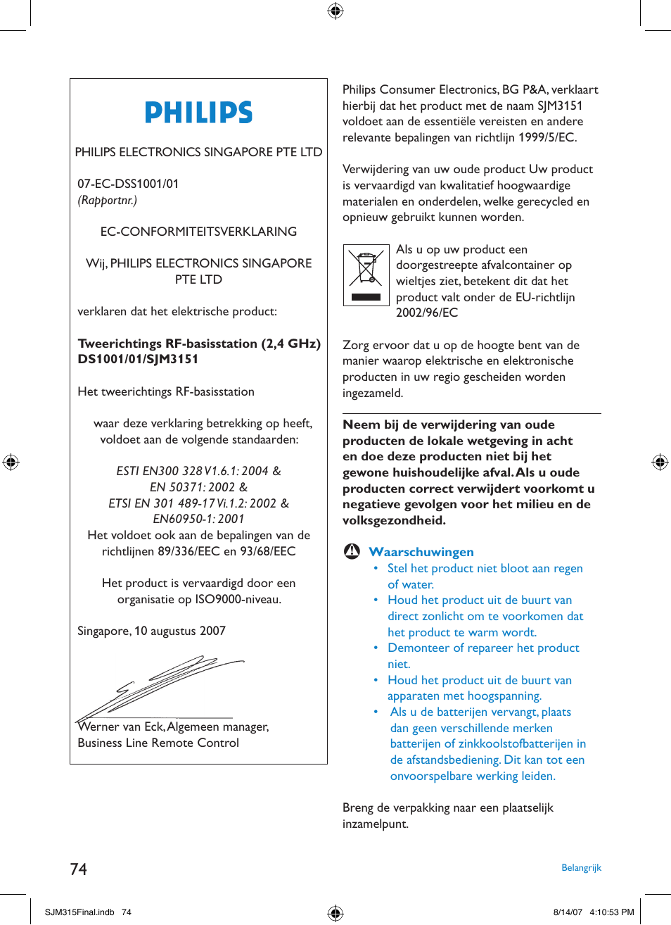 Philips SJM3151 User Manual | Page 74 / 325