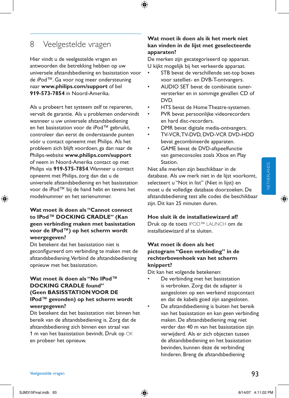 8 veelgestelde vragen | Philips SJM3151 User Manual | Page 93 / 325