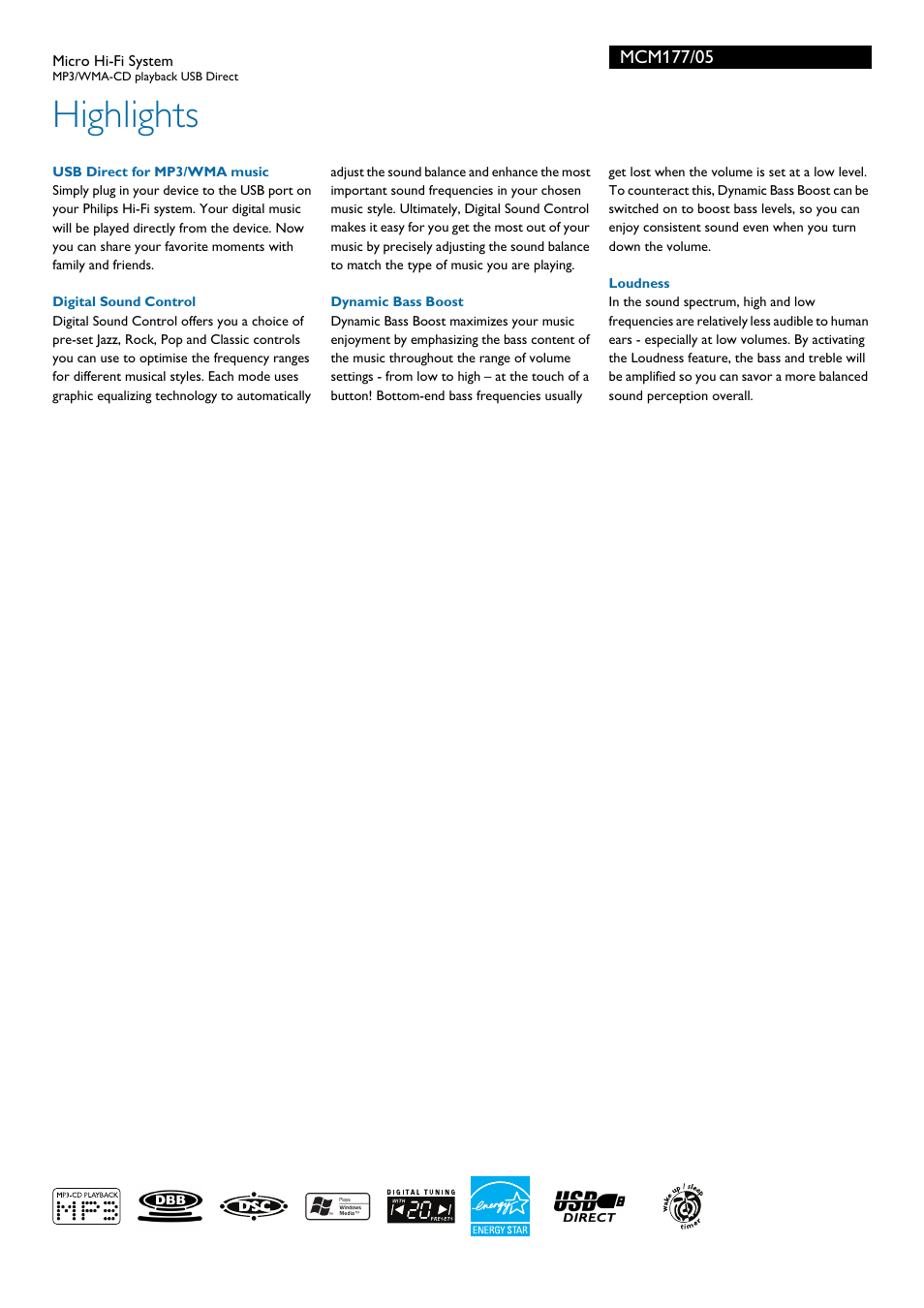 Highlights | Philips MCM177 User Manual | Page 2 / 3