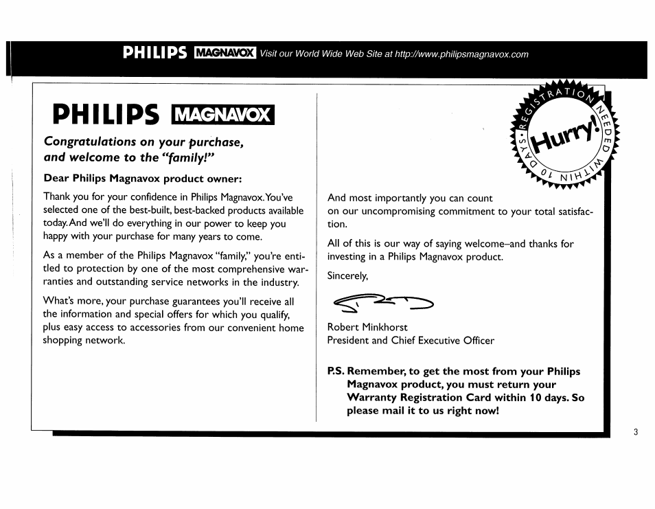 Philips, Magnavox | Philips FW390C User Manual | Page 3 / 74