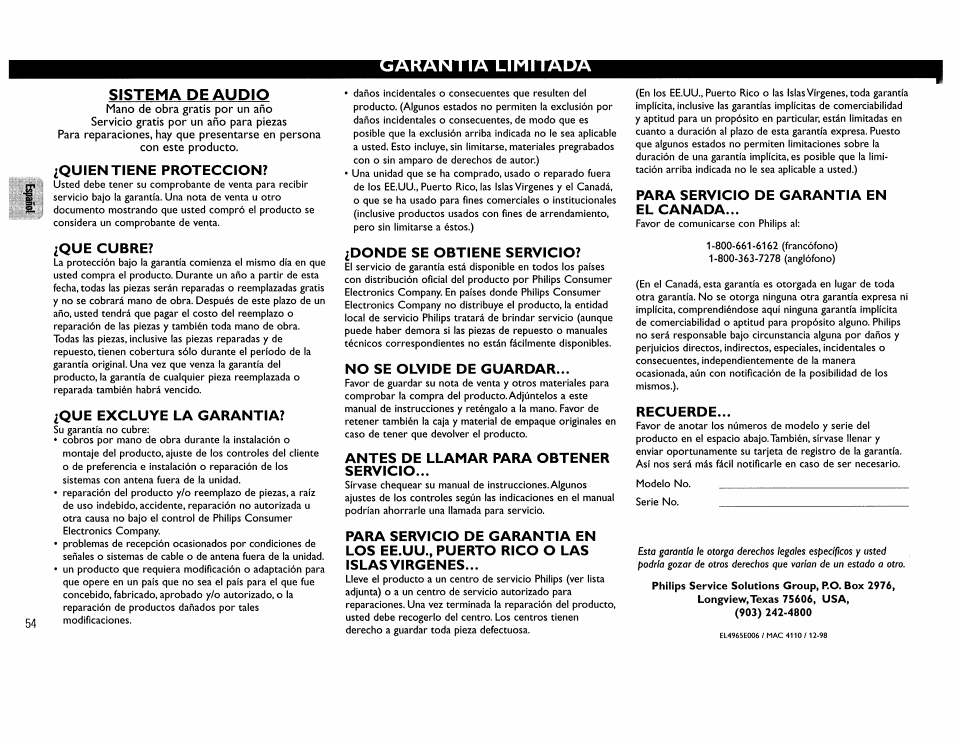 Sistema de audio | Philips FW390C User Manual | Page 54 / 74