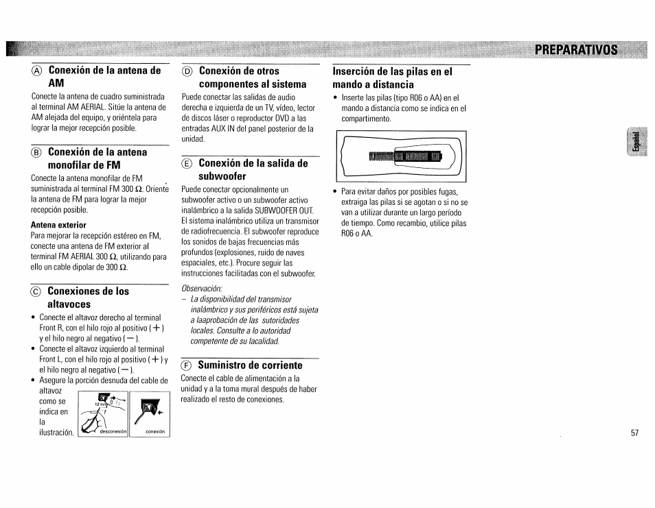 Prepar/vrivos, Antena exterior | Philips FW390C User Manual | Page 57 / 74