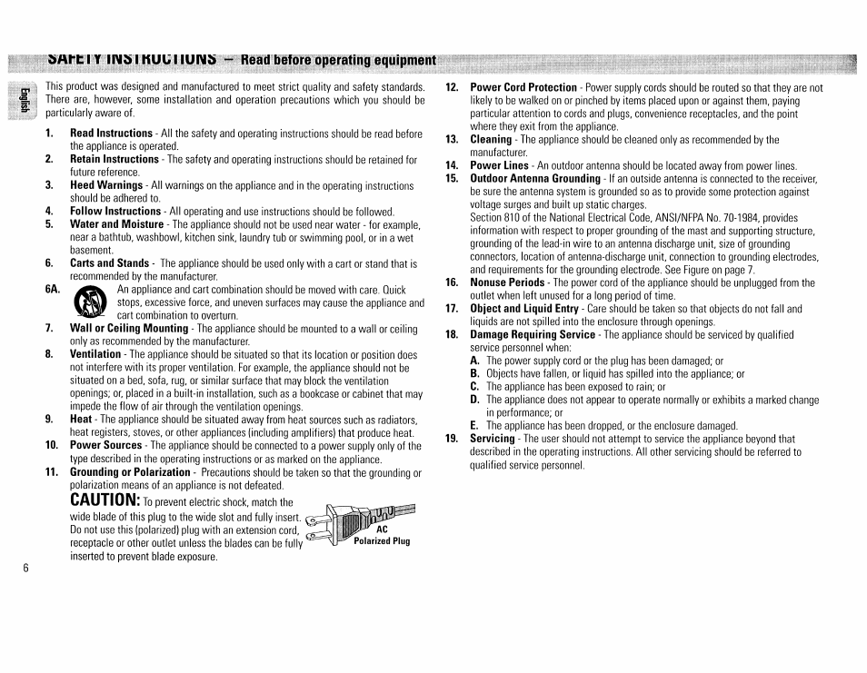 Caution | Philips FW390C User Manual | Page 6 / 74