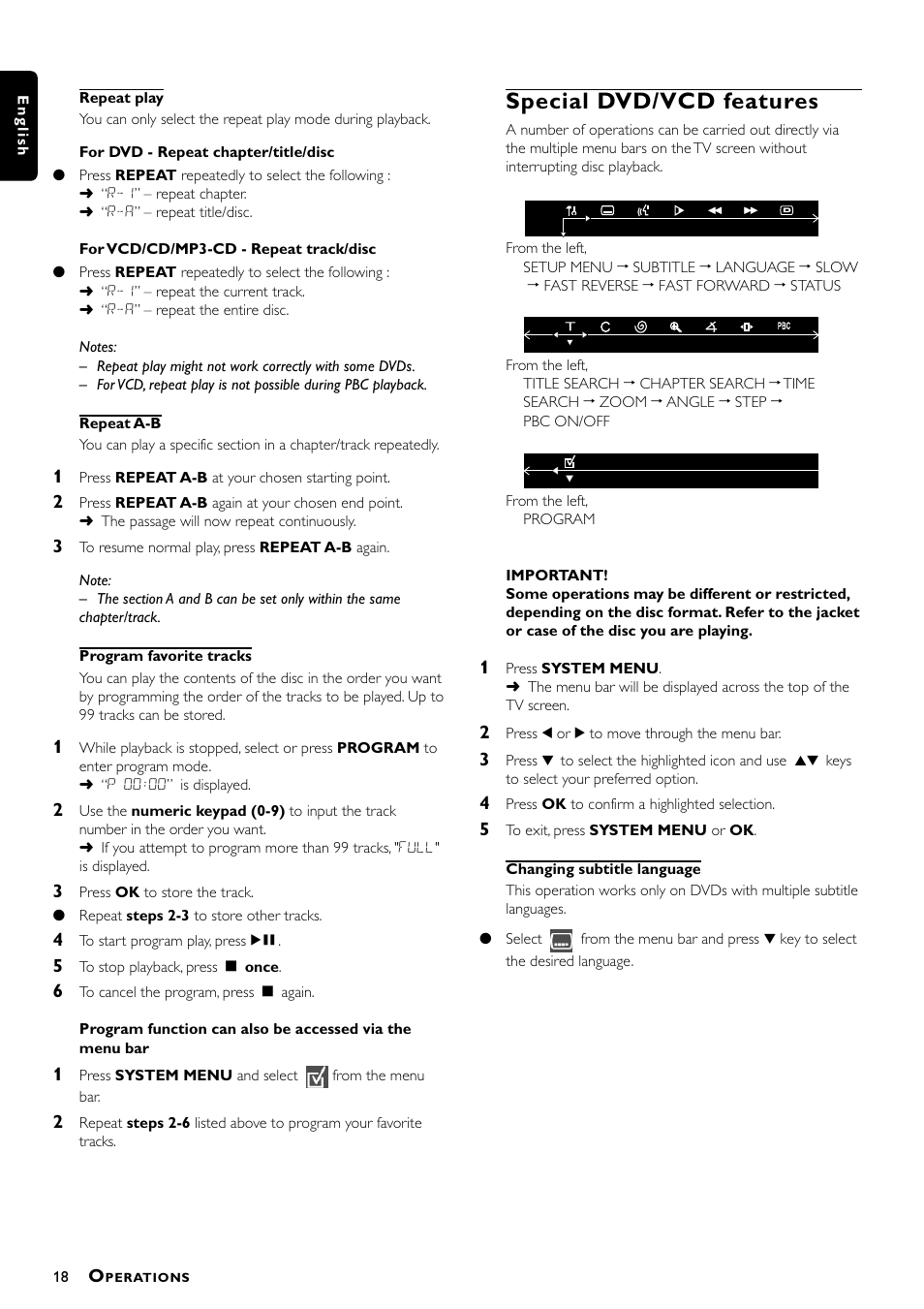 Special dvd/vcd features | Philips - MX3660D User Manual | Page 20 / 27
