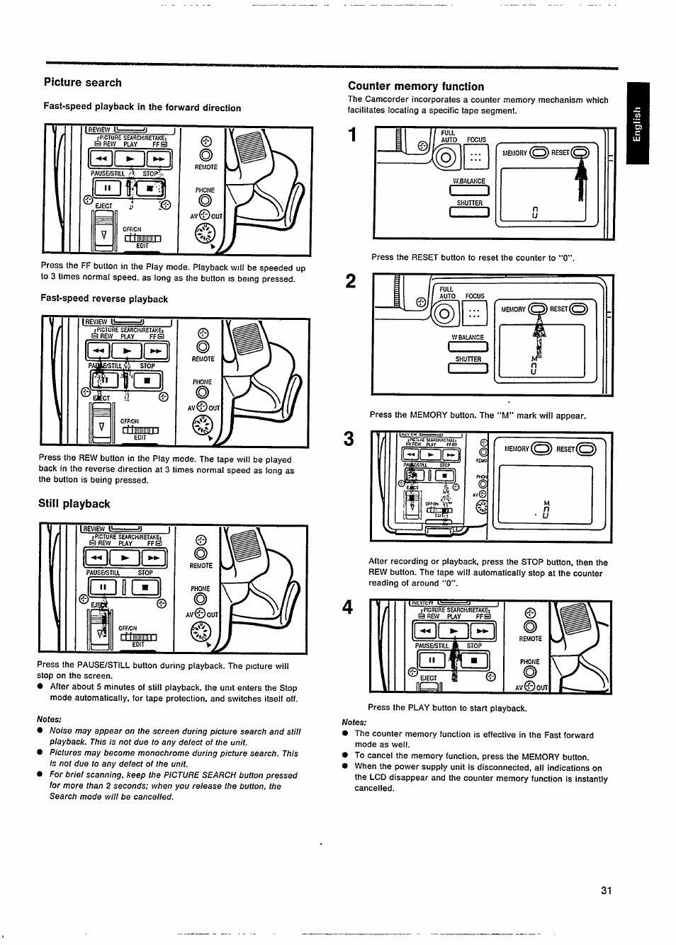 Picture search, Still playback, Counter memory function | Jbll, H l l - r ifll | Philips VKR 6865 User Manual | Page 33 / 42