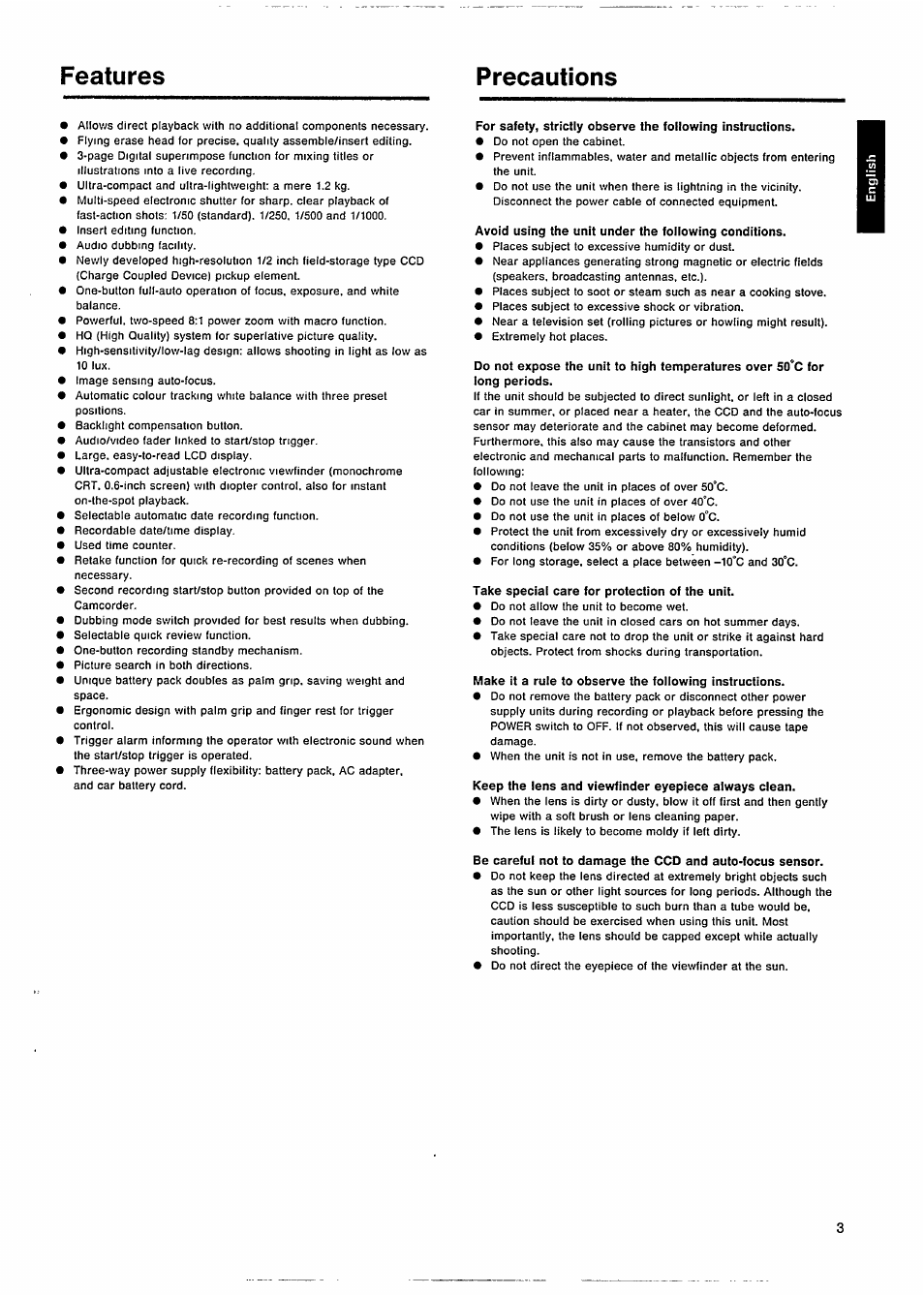 Precautions, Features precautions | Philips VKR 6865 User Manual | Page 5 / 42