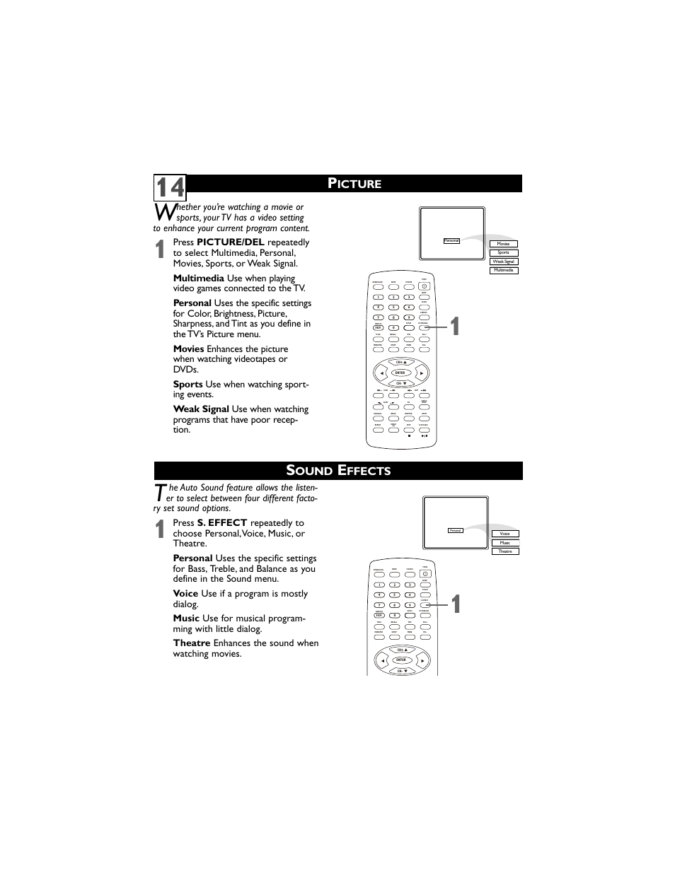 Icture, Ound, Ffects | Philips 20DV6942/37 User Manual | Page 18 / 36