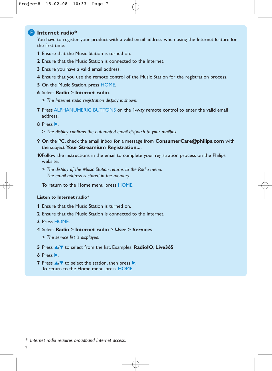 Philips Stremium Wireless Music Station WAS6050 User Manual | Page 10 / 17