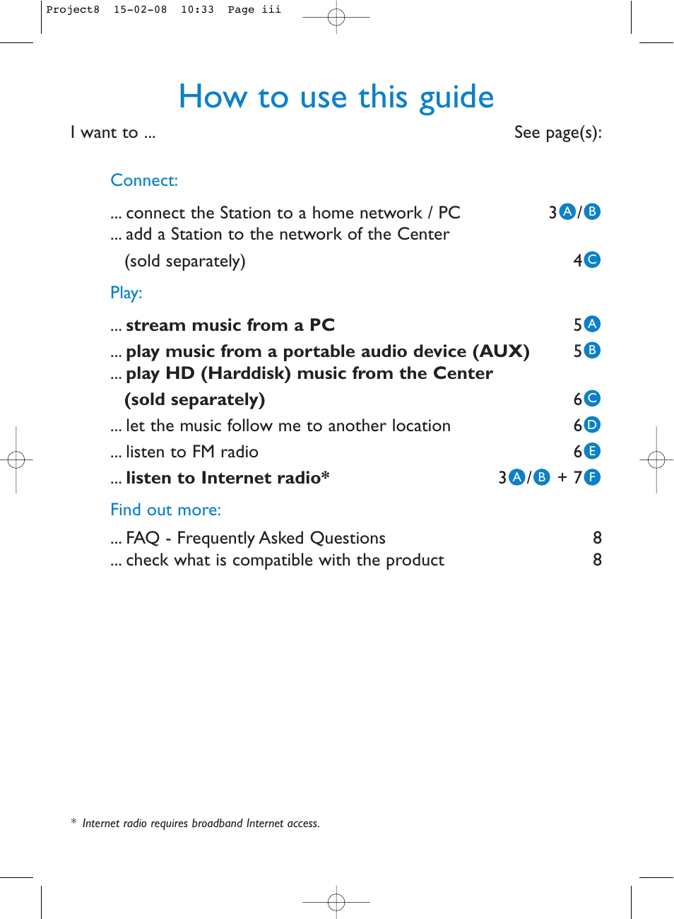 How to use this guide | Philips Stremium Wireless Music Station WAS6050 User Manual | Page 3 / 17