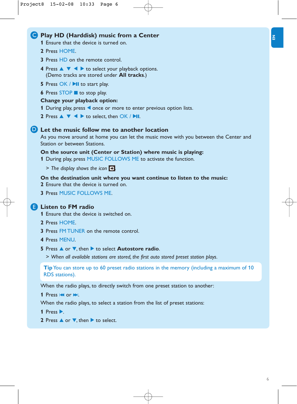 Philips Stremium Wireless Music Station WAS6050 User Manual | Page 9 / 17