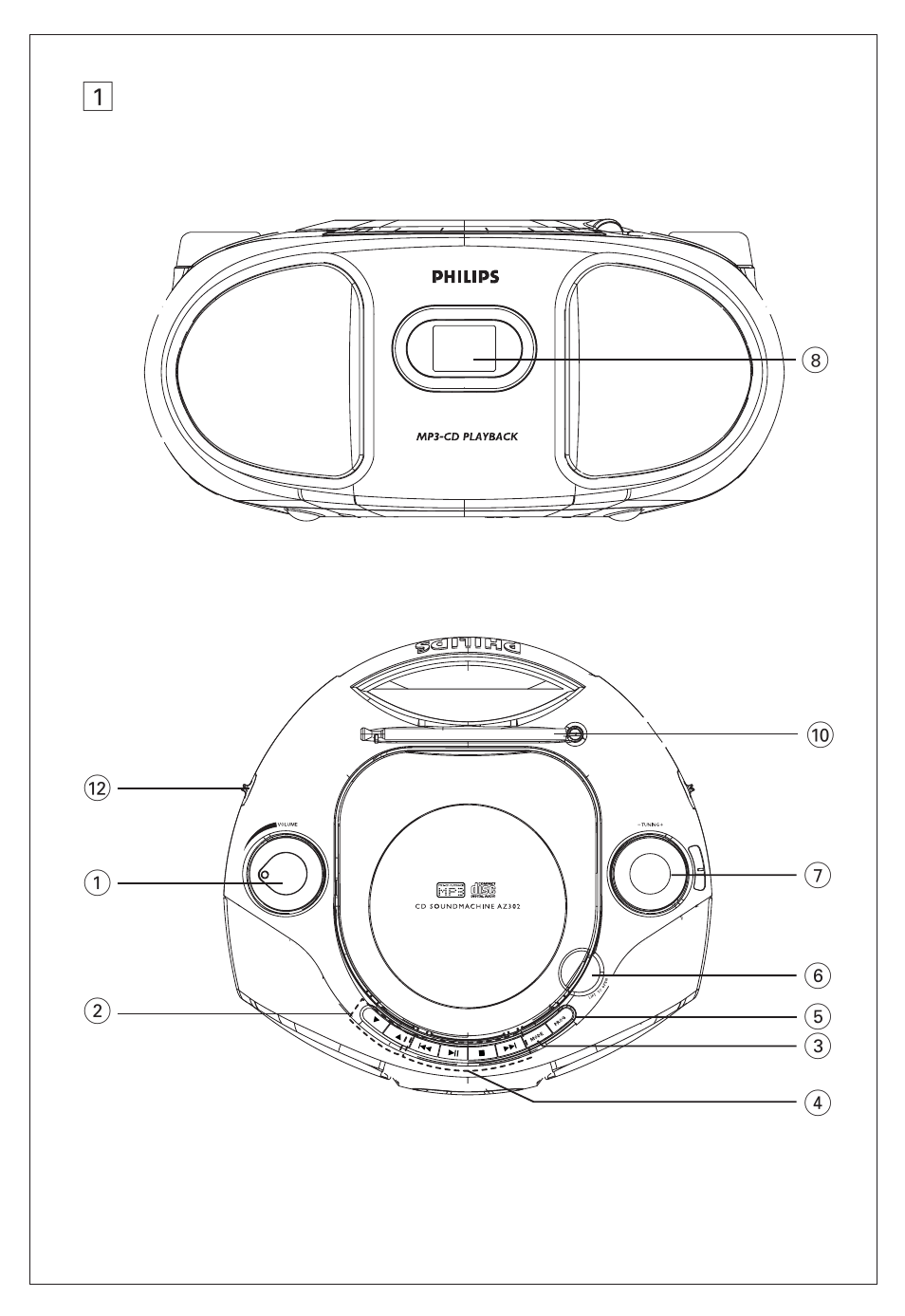 Philips CD SOUNDMACHINE AZ302S User Manual | Page 2 / 14