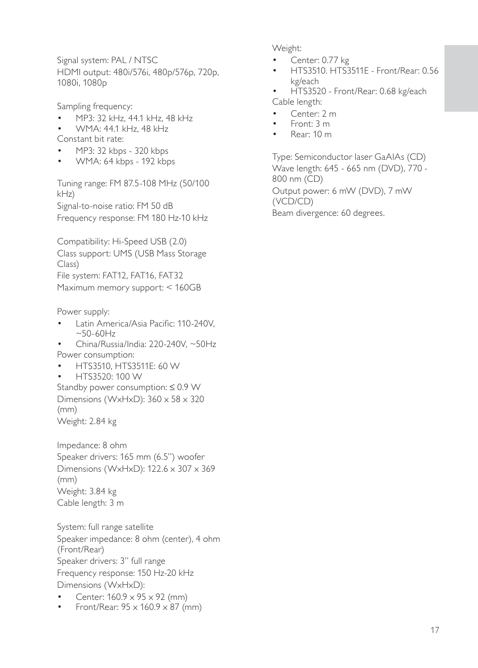 Philips HTS3511E User Manual | Page 17 / 20