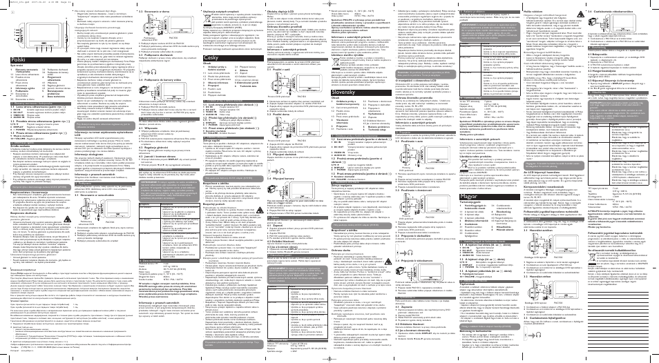 Hu-content, 1 vezžrlîegysžgek žs funkcio, 1 a lej‡tsz— bal oldala | 2 a lej‡tsz— eleje, 3 a lej‡tsz— jobboldala, 2 çltal‡nos inform‡ci—k, 3 csatlakoz‡s, 1 haszn‡lat aut—ban, 2 haszn‡lat otthon, 3 csatlakoztat‡s fejhallga | Philips PAC130 User Manual | Page 4 / 4