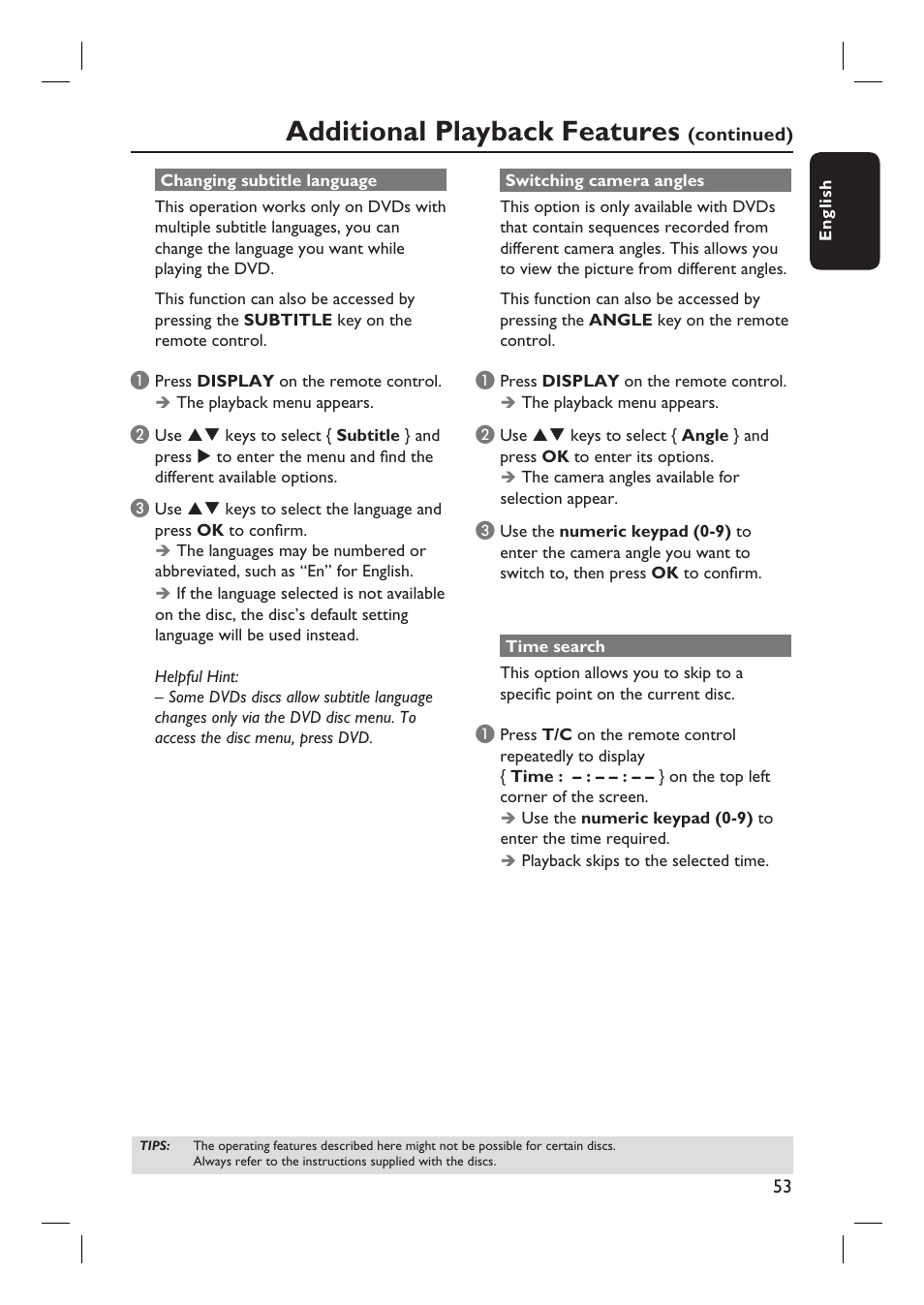 Additional playback features | Philips DVDR3455H User Manual | Page 53 / 77