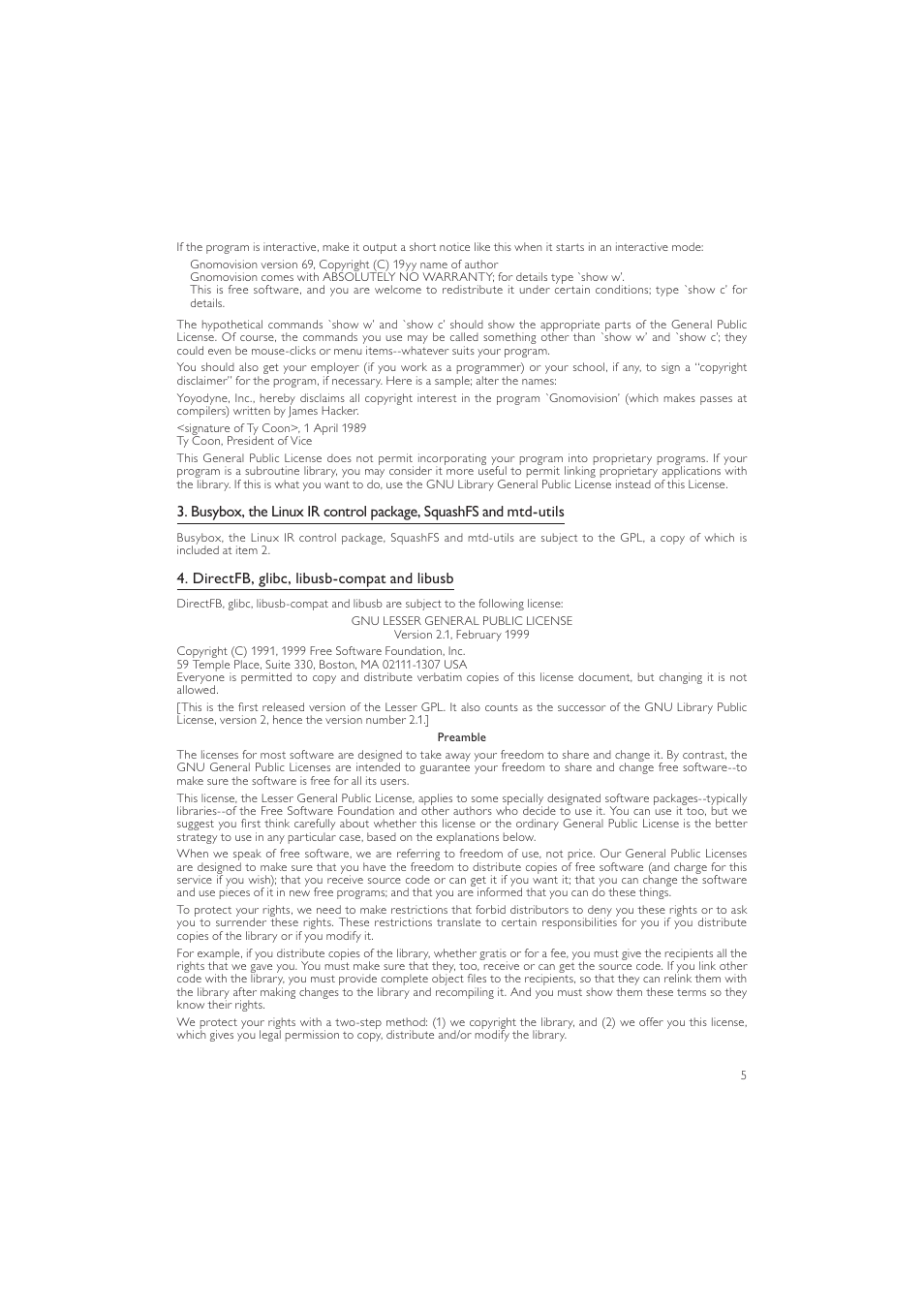 Directfb, glibc, libusb-compat and libusb | Philips BDP2600 User Manual | Page 29 / 48