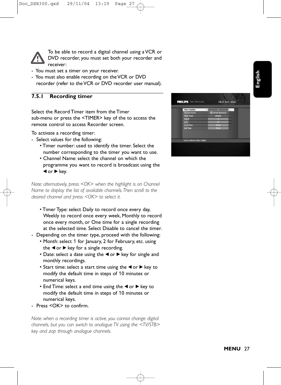 Philips DSR 300/00 User Manual | Page 27 / 38