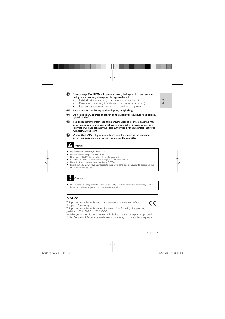 Notice | Philips DC350/12 User Manual | Page 4 / 25