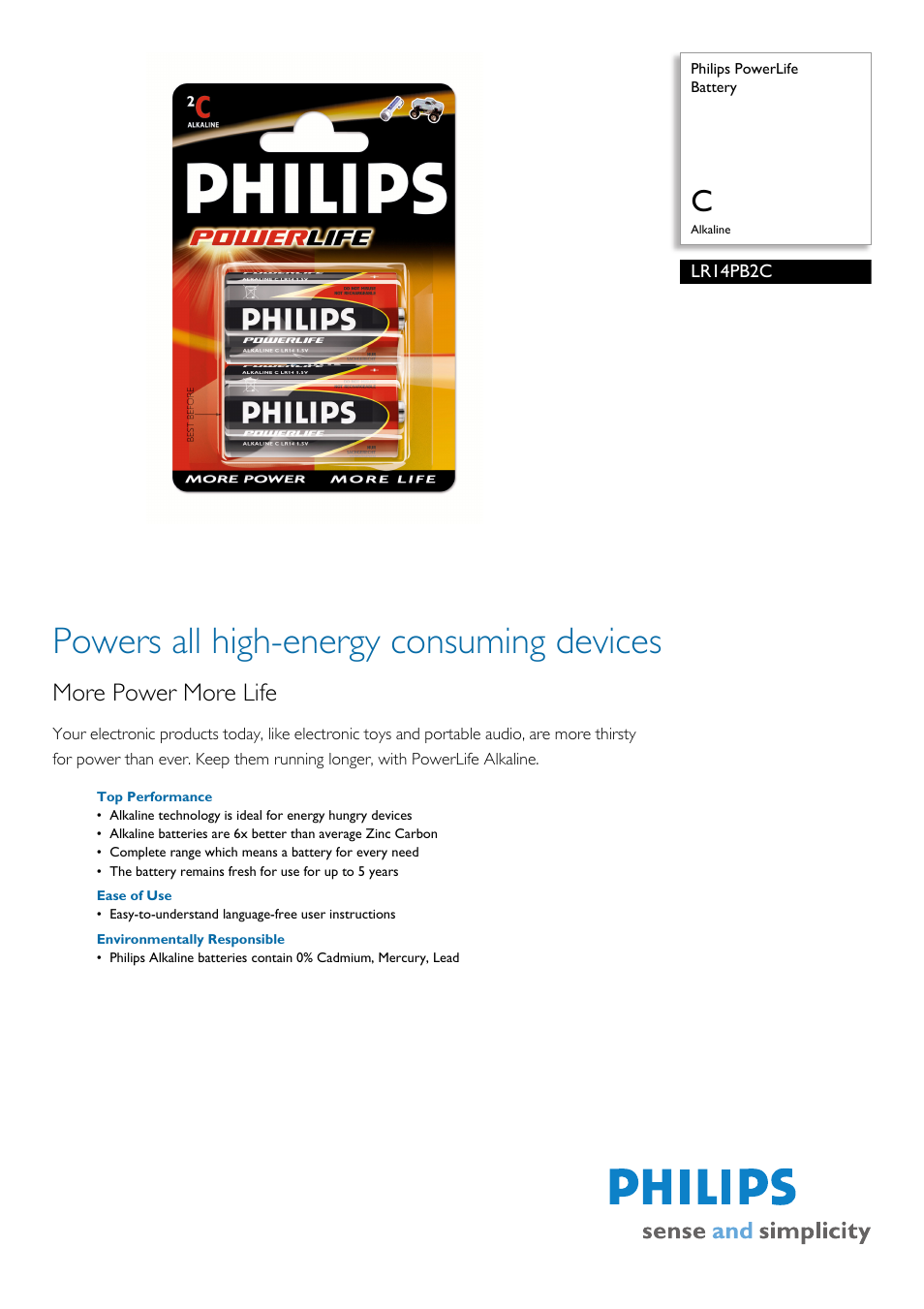 Philips LR14PB2C/10 User Manual | 2 pages